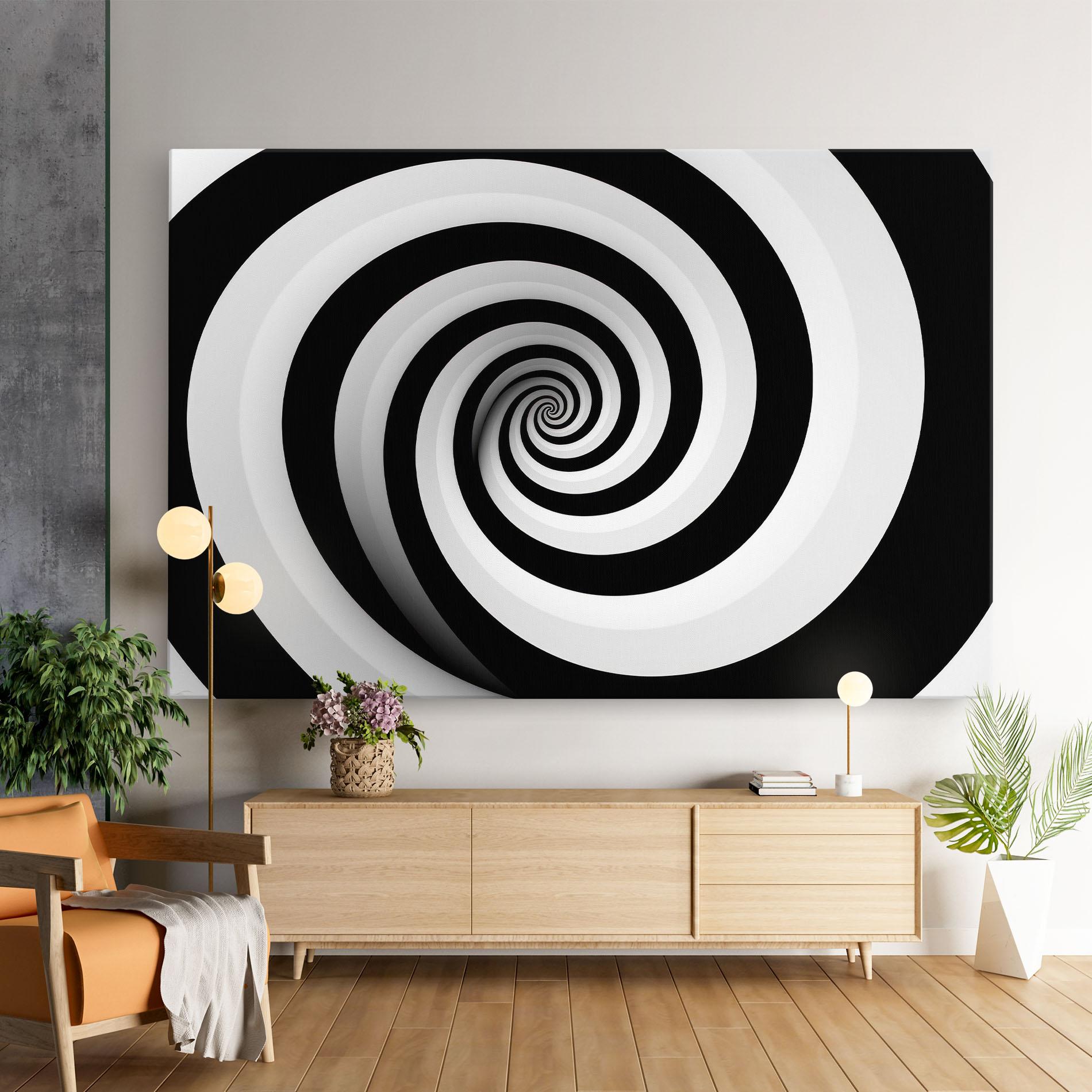 Leinwandbild Black White Spiral mockup 9