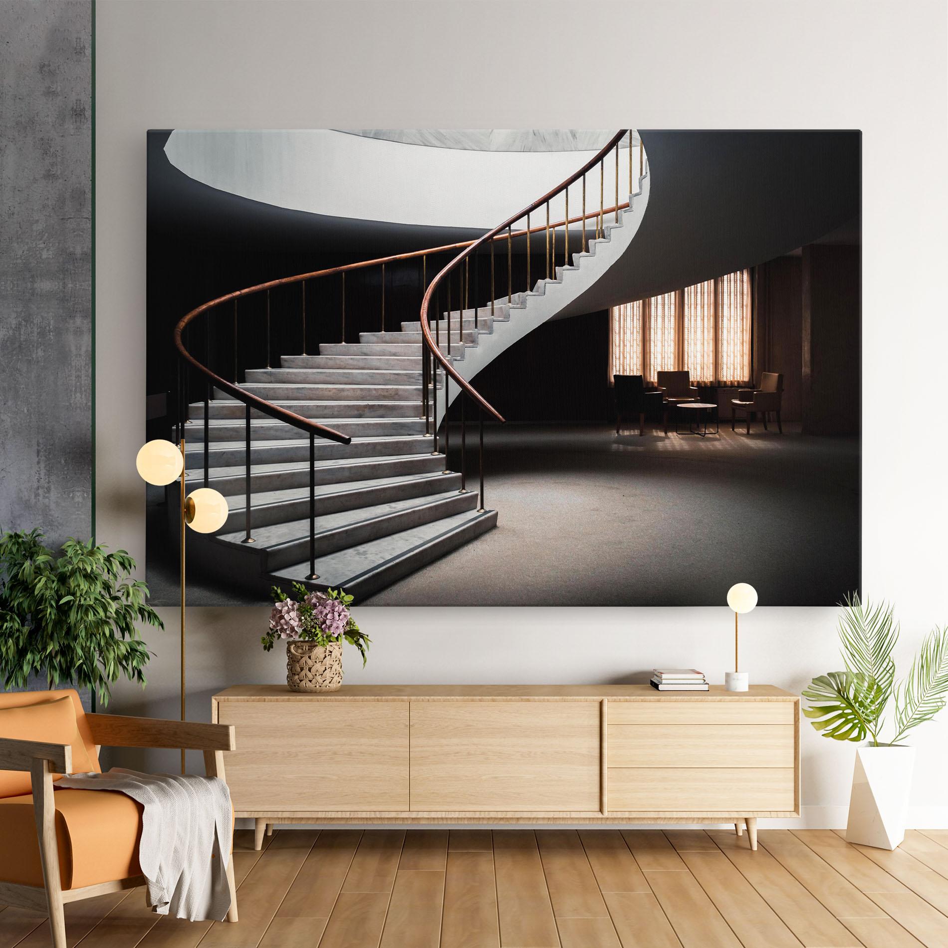 Leinwandbild Dark Room Stairs mockup 9