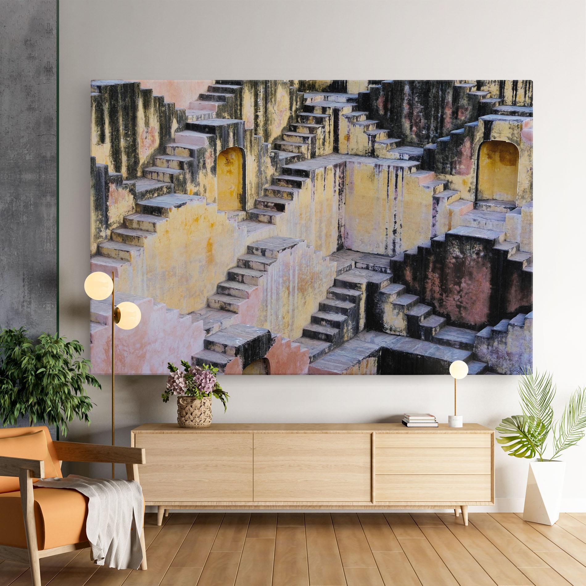 Leinwandbild Old Yellow Stairs mockup 9