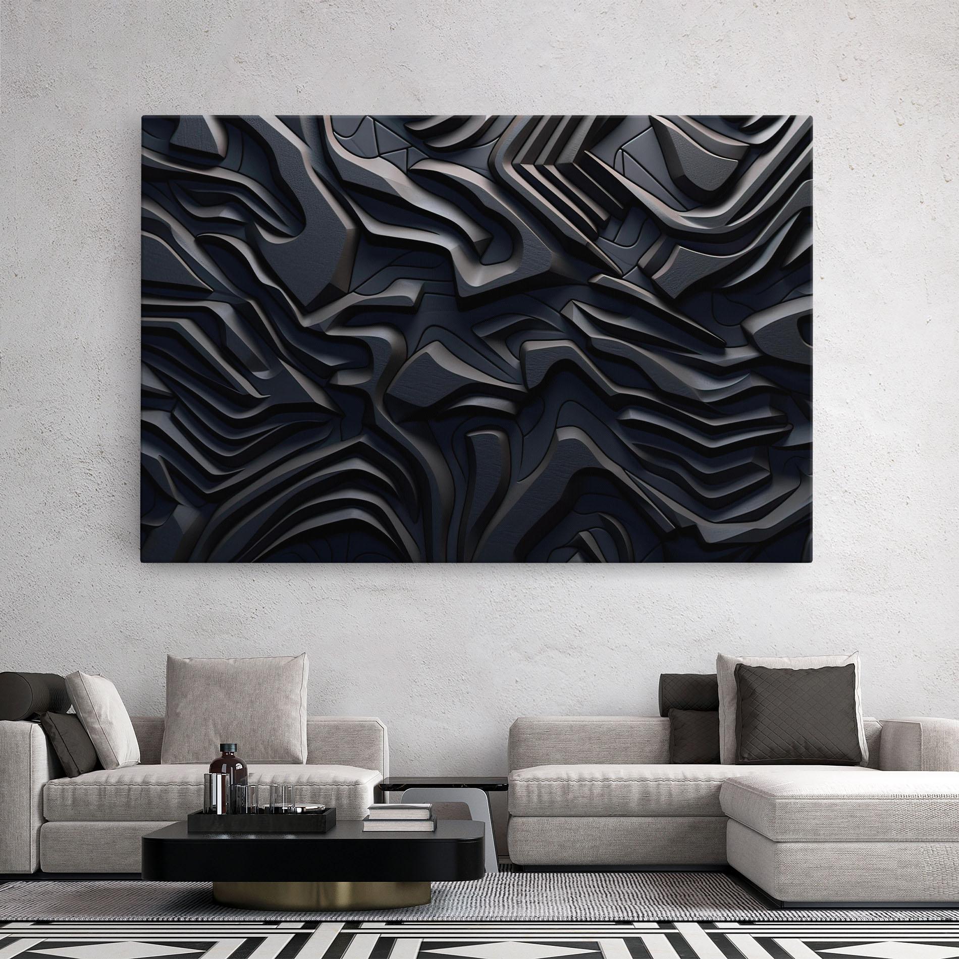 Leinwandbild Black 3d Lines mockup 2