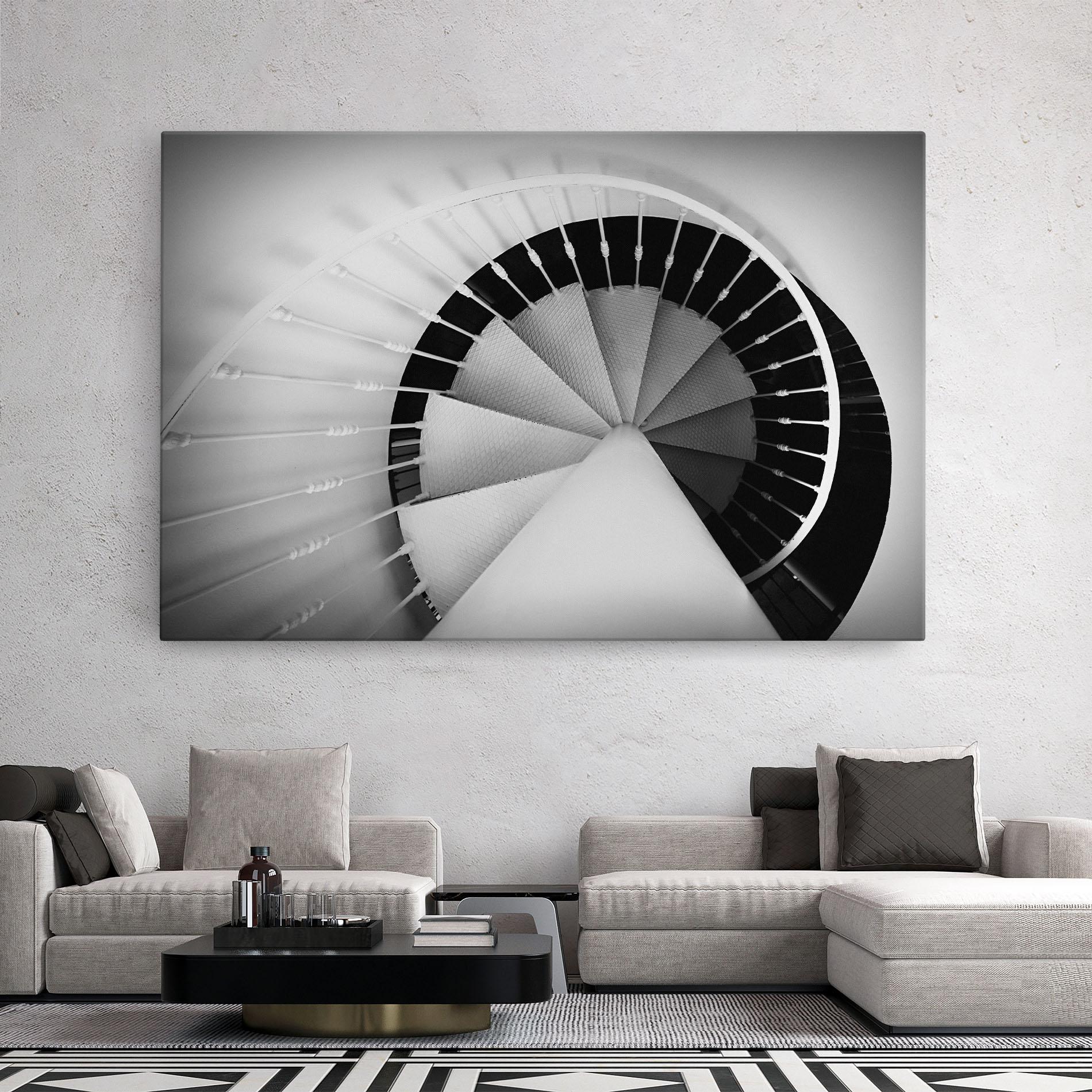 Leinwandbild Black Circle Stairs mockup 2