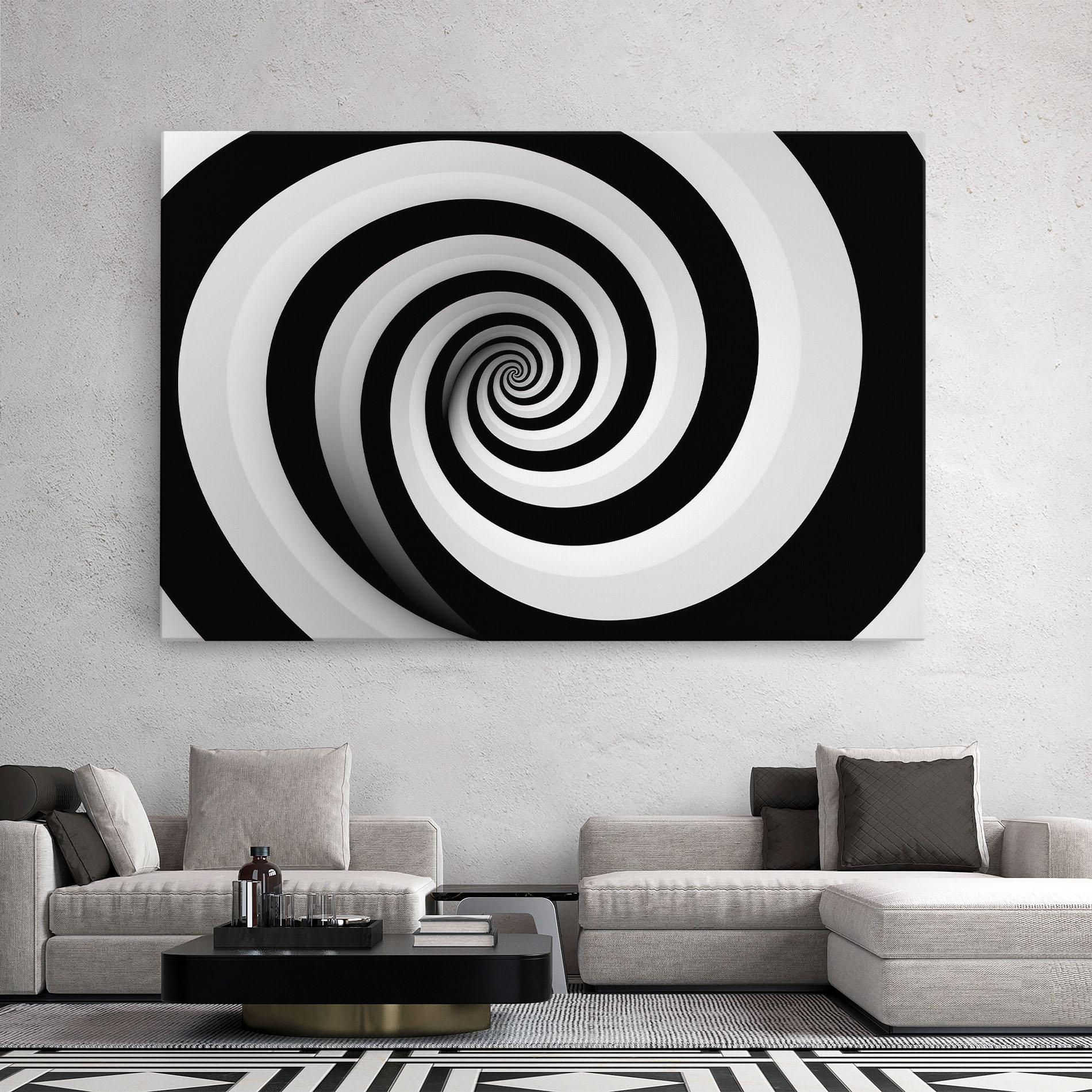 Leinwandbild Black White Spiral mockup 2