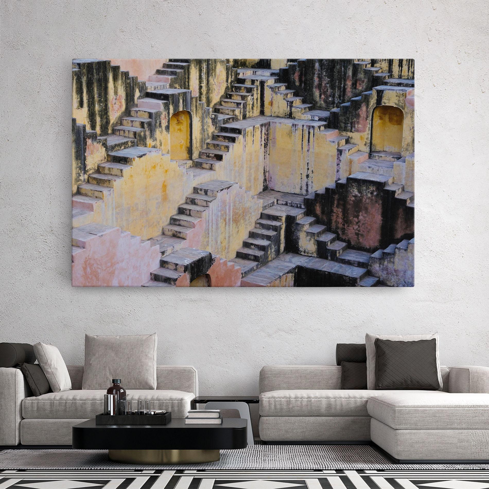 Leinwandbild Old Yellow Stairs mockup 2