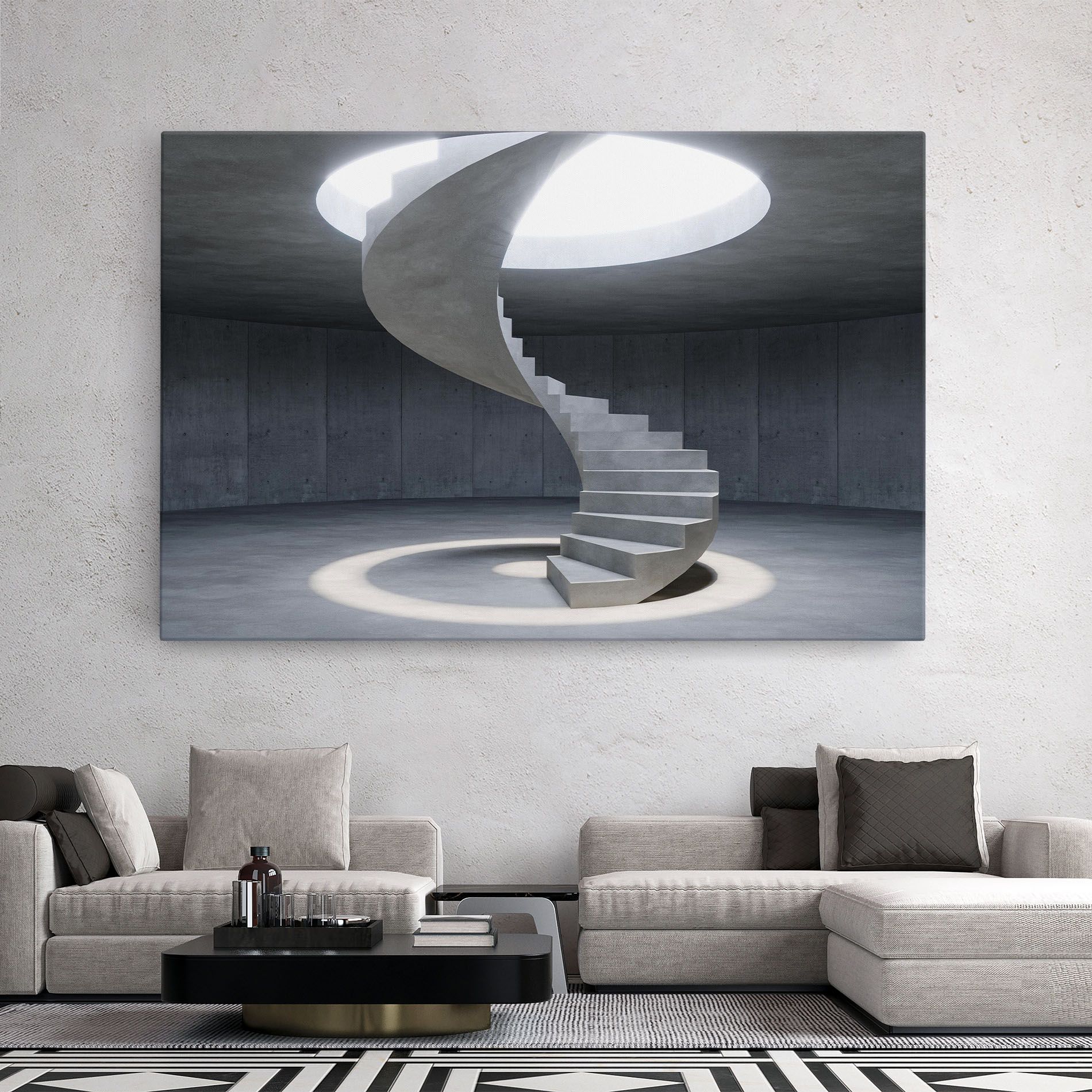 Spiral White Staircase mockup 2