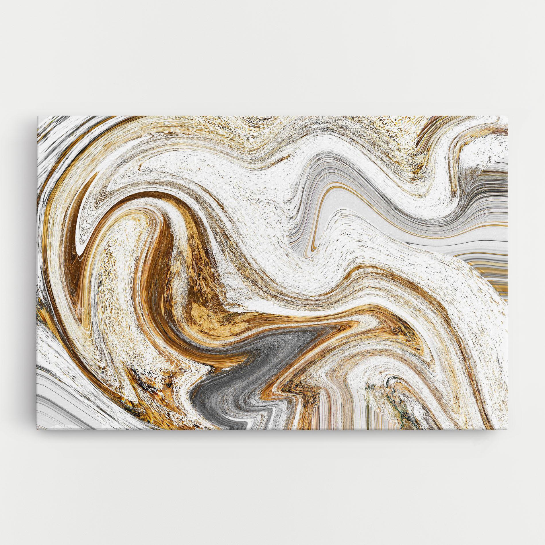 Leinwandbild Gold White Liquid mockup 0