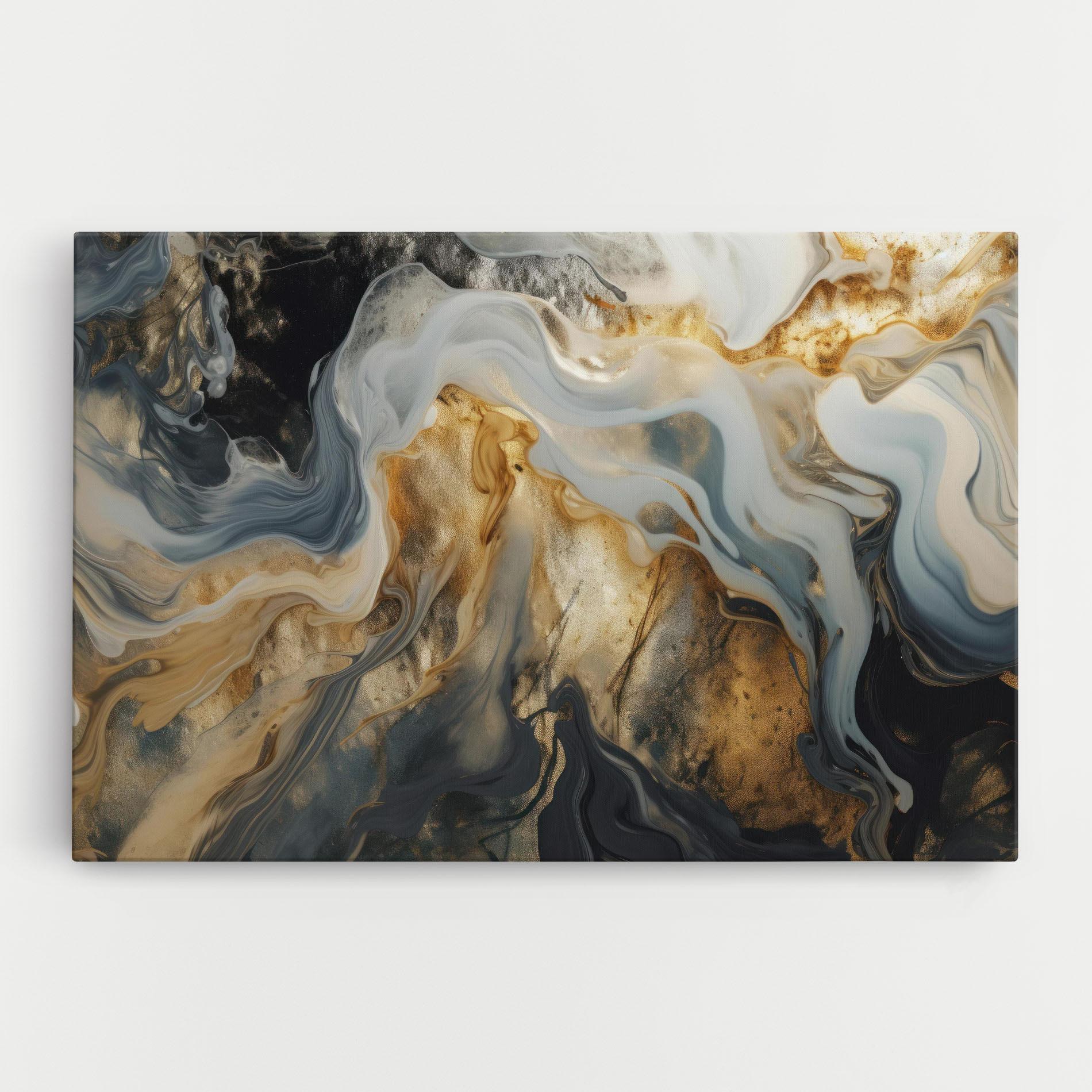 Leinwandbild Grey Gold Liquid Marble mockup 0