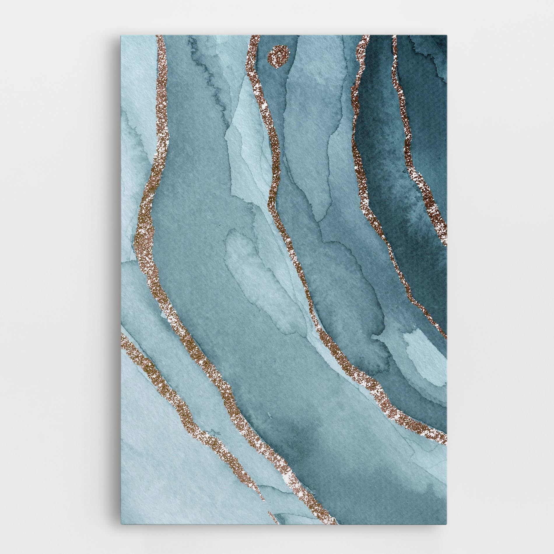 Leinwandbild Blue Golden Glitter mockup 0
