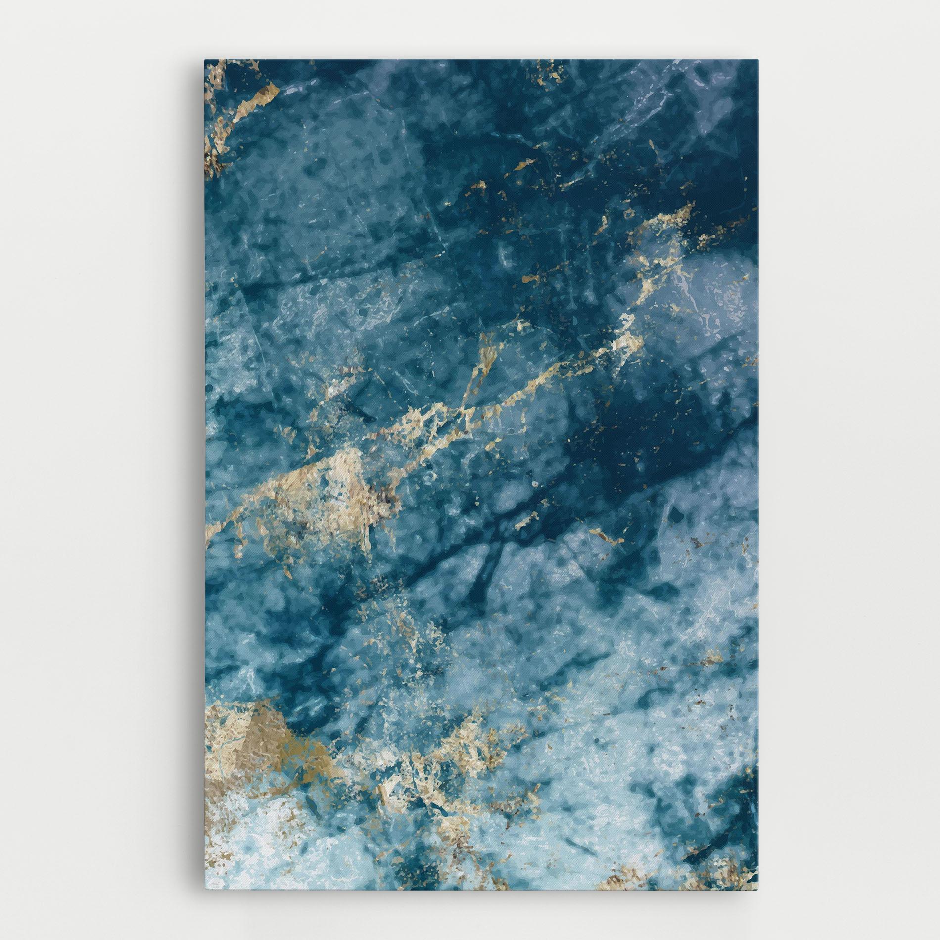 Leinwandbild Blue Water Marble mockup 0