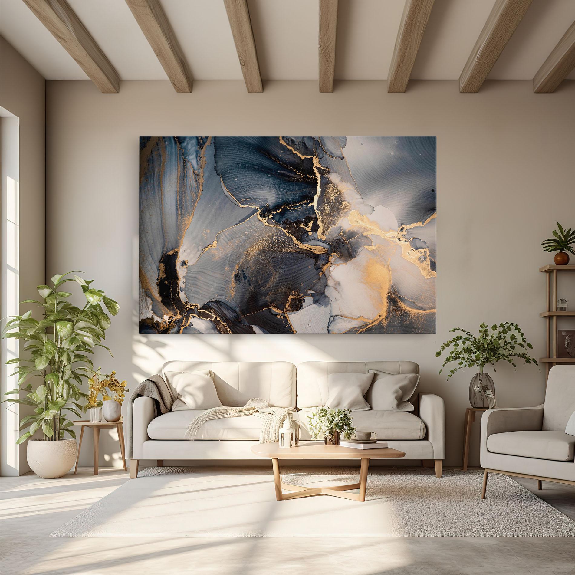 Leinwandbild Golden Abstract Marble mockup 6