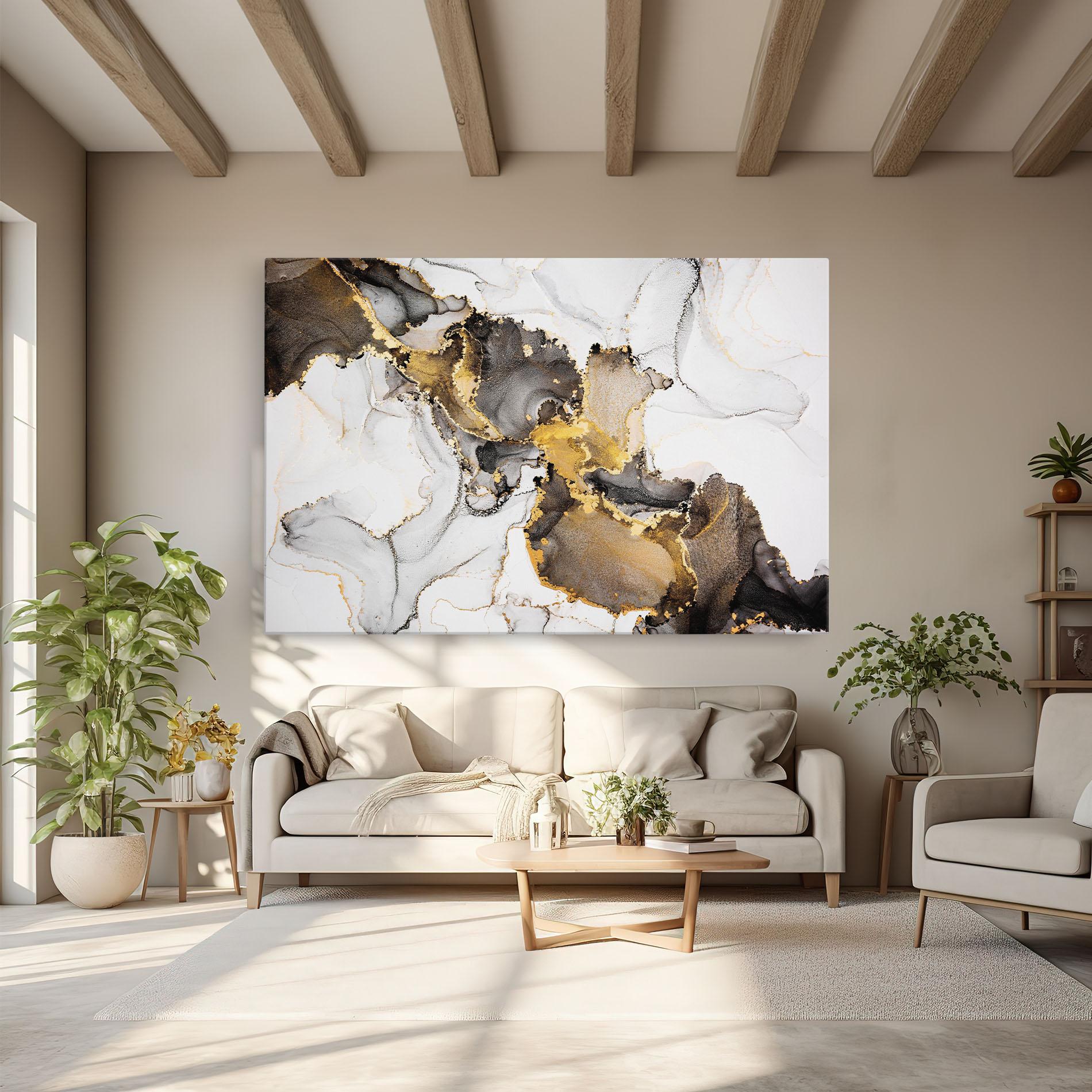 Leinwandbild Golden Marble Shades mockup 6