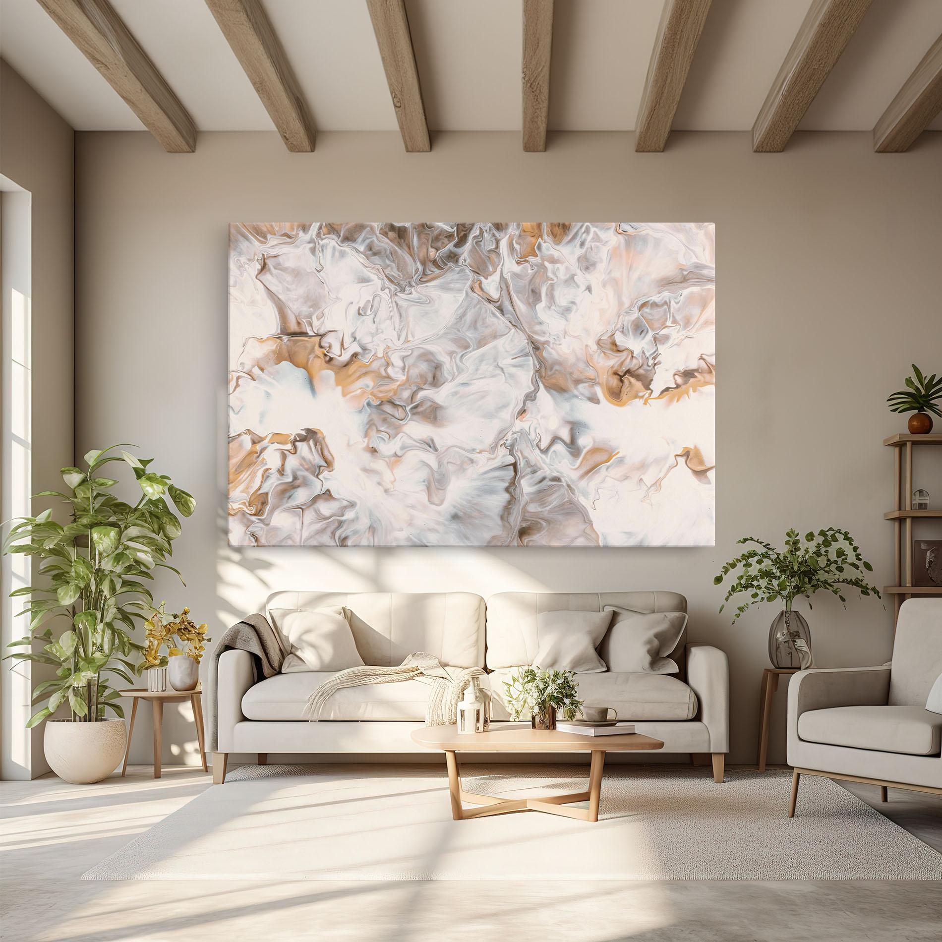 Leinwandbild White Gold Abstract mockup 6