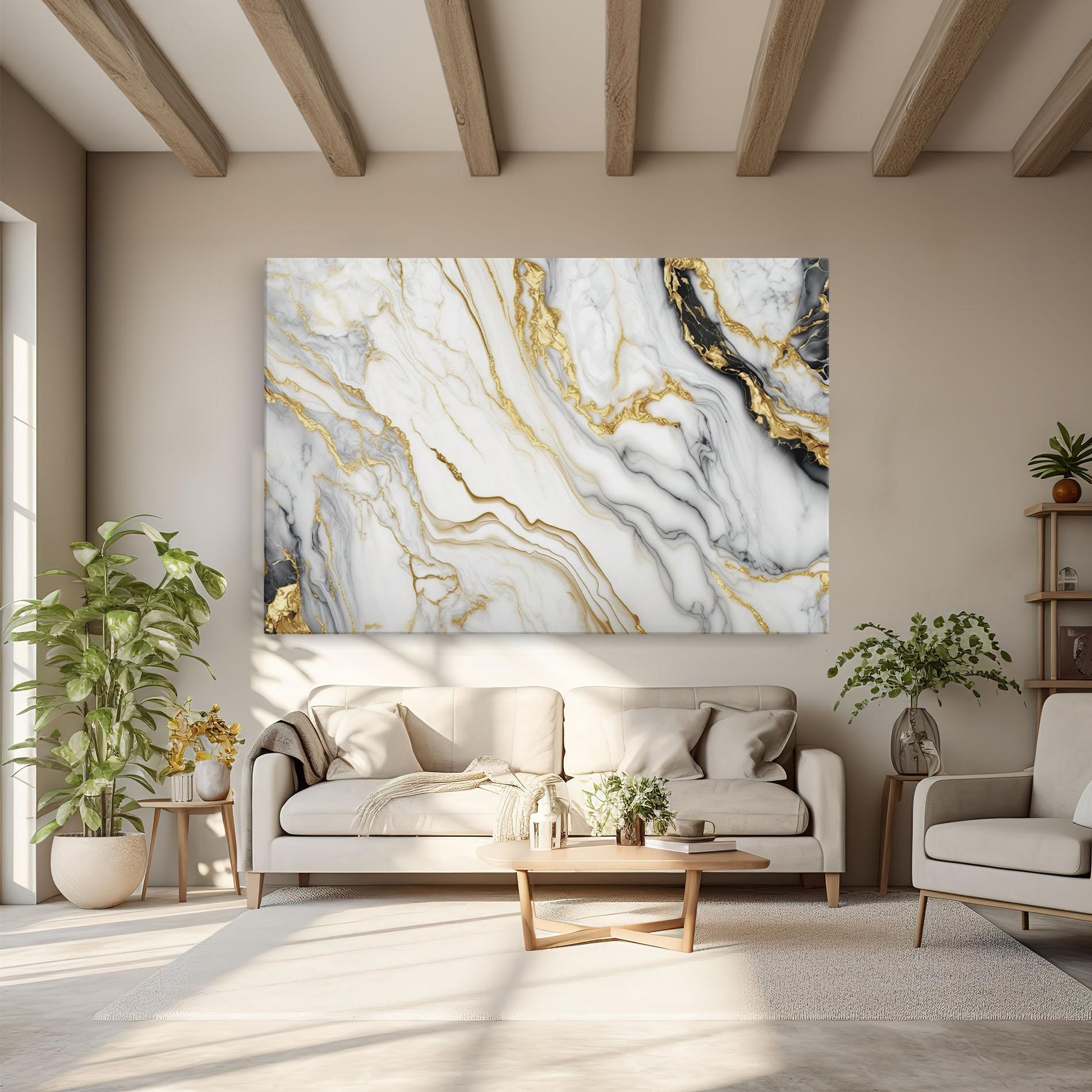Leinwandbild White Golden Marble mockup 6