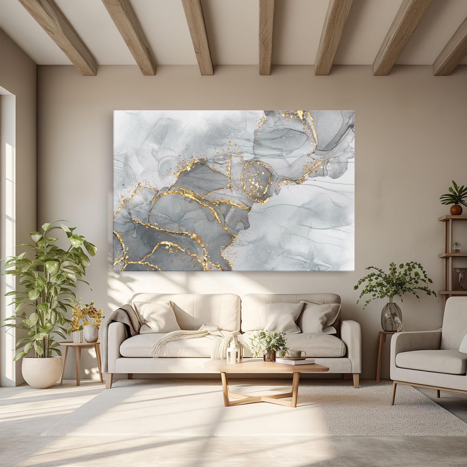 Leinwandbild White Ink Marble mockup 6