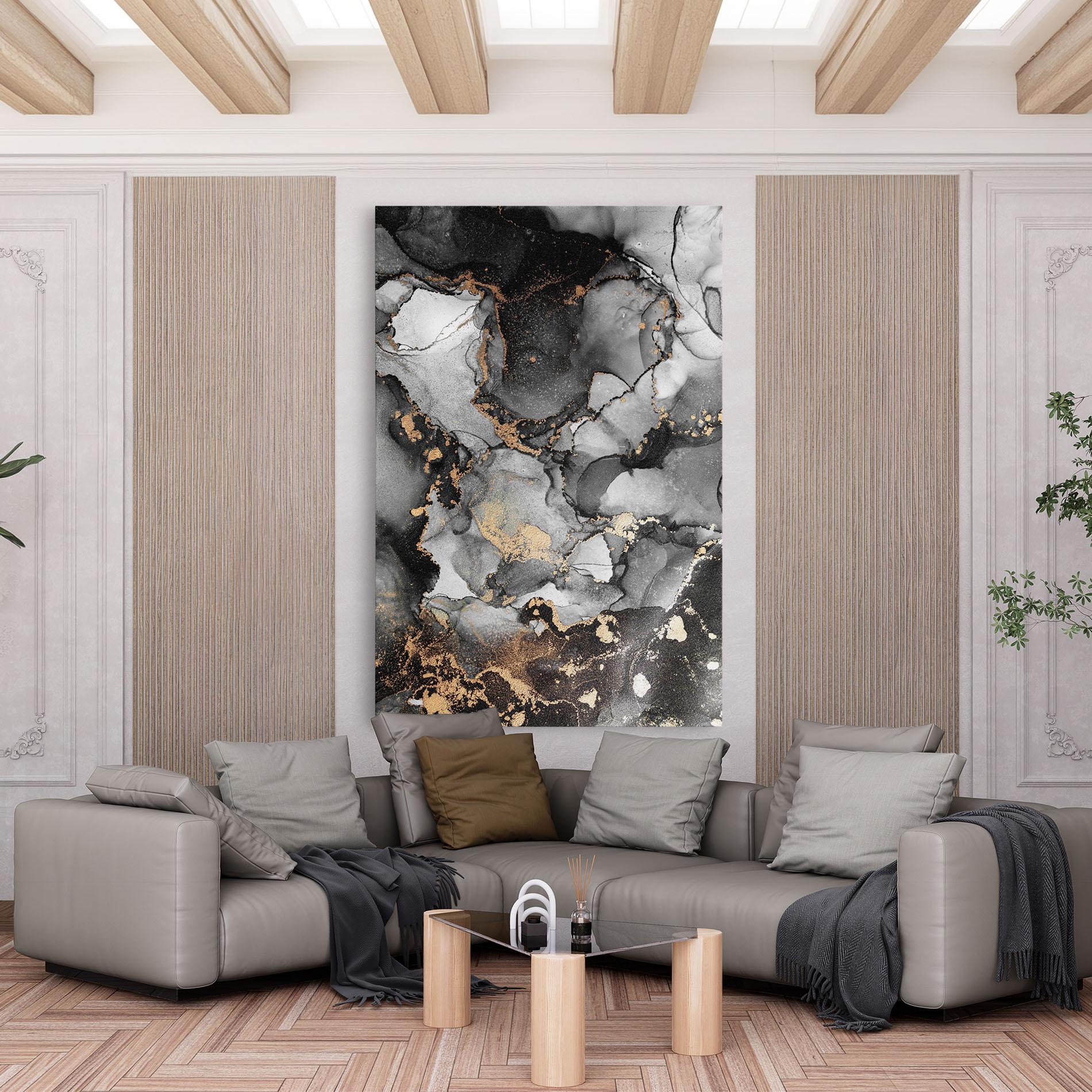 Leinwandbild Grey Gold Marble mockup 6