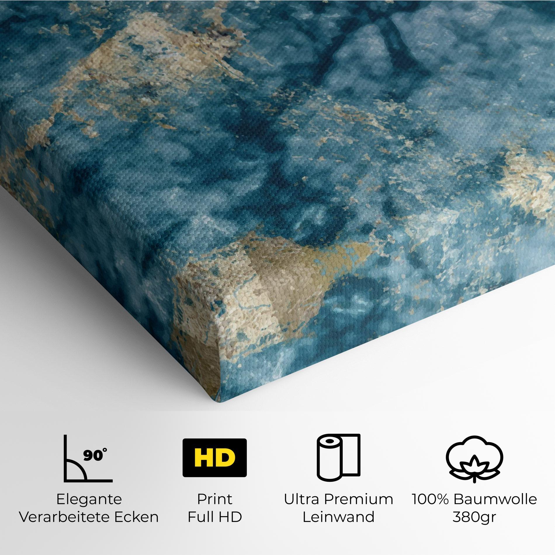 Leinwandbild Blue Water Marble mockup 4