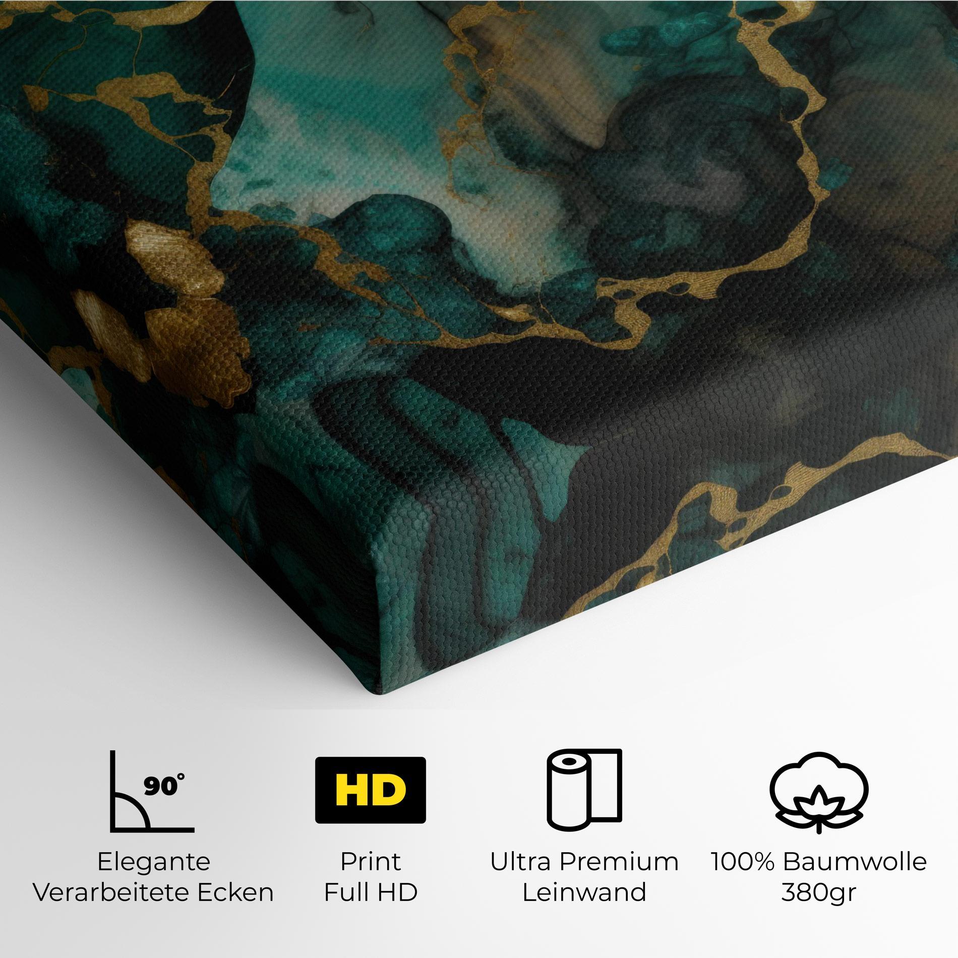 Leinwandbild Dark Green Golden Marble mockup 4