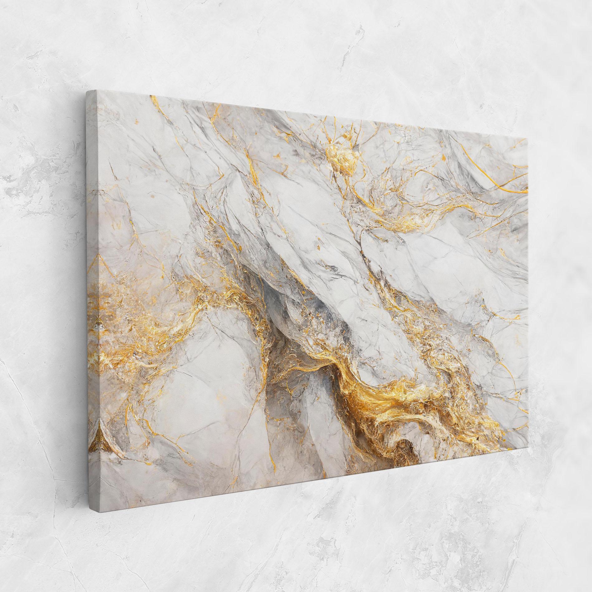 Leinwandbild Gold Liquid Grey Marble mockup 1