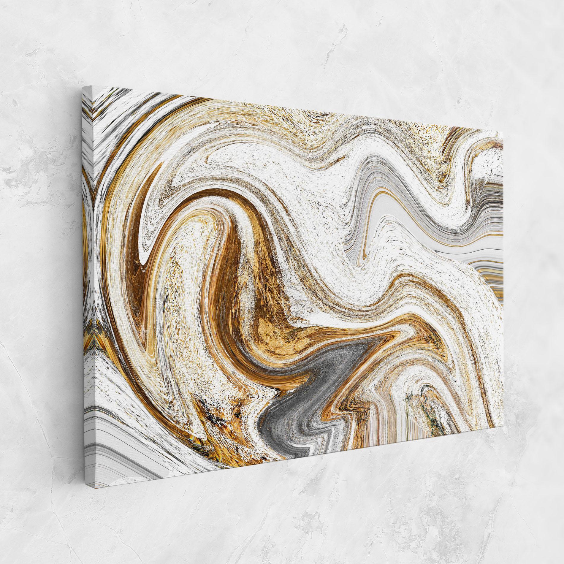 Leinwandbild Gold White Liquid mockup 1