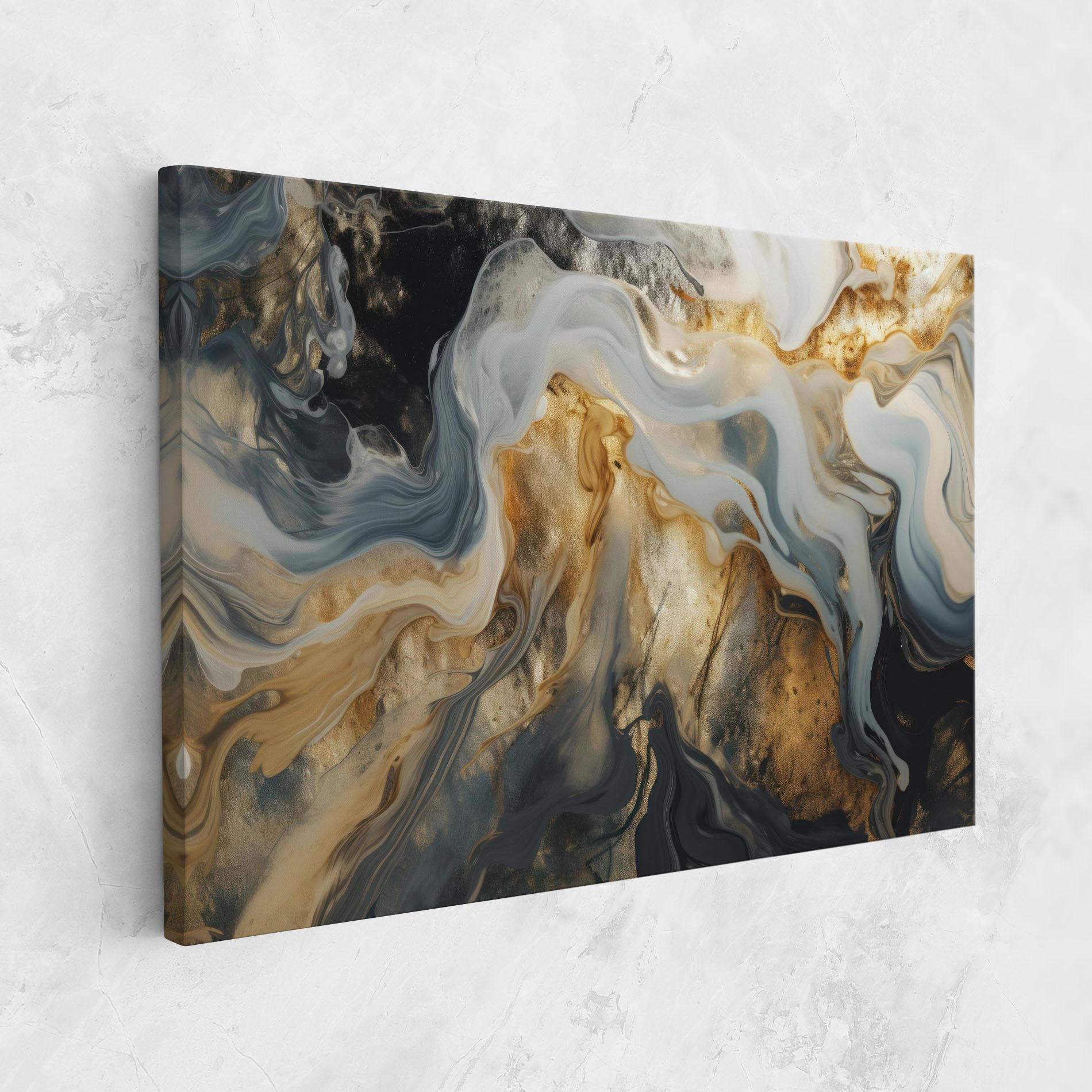 Leinwandbild Grey Gold Liquid Marble mockup 1
