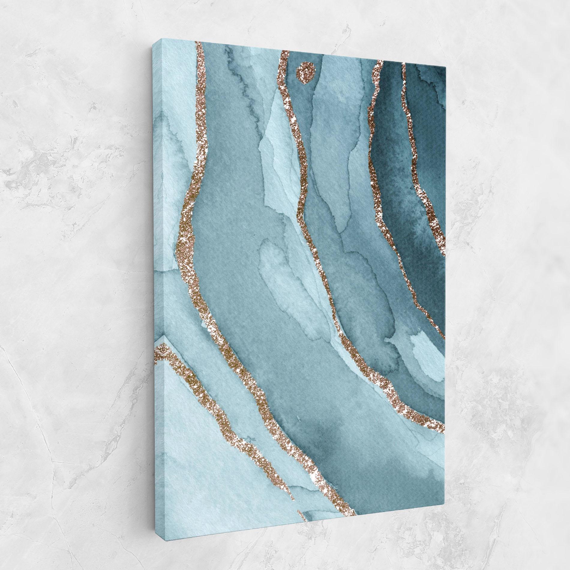Leinwandbild Blue Golden Glitter mockup 1