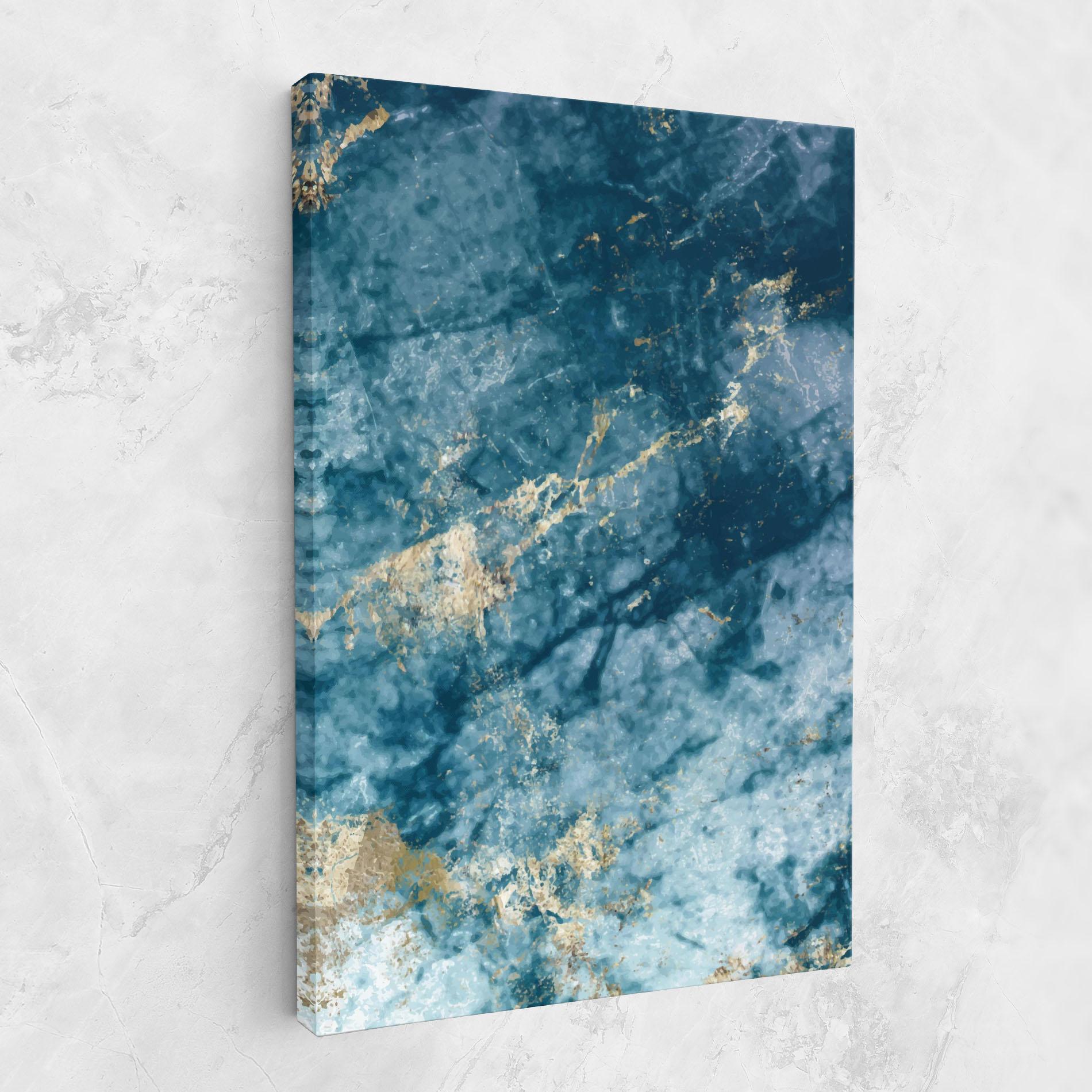 Leinwandbild Blue Water Marble mockup 1