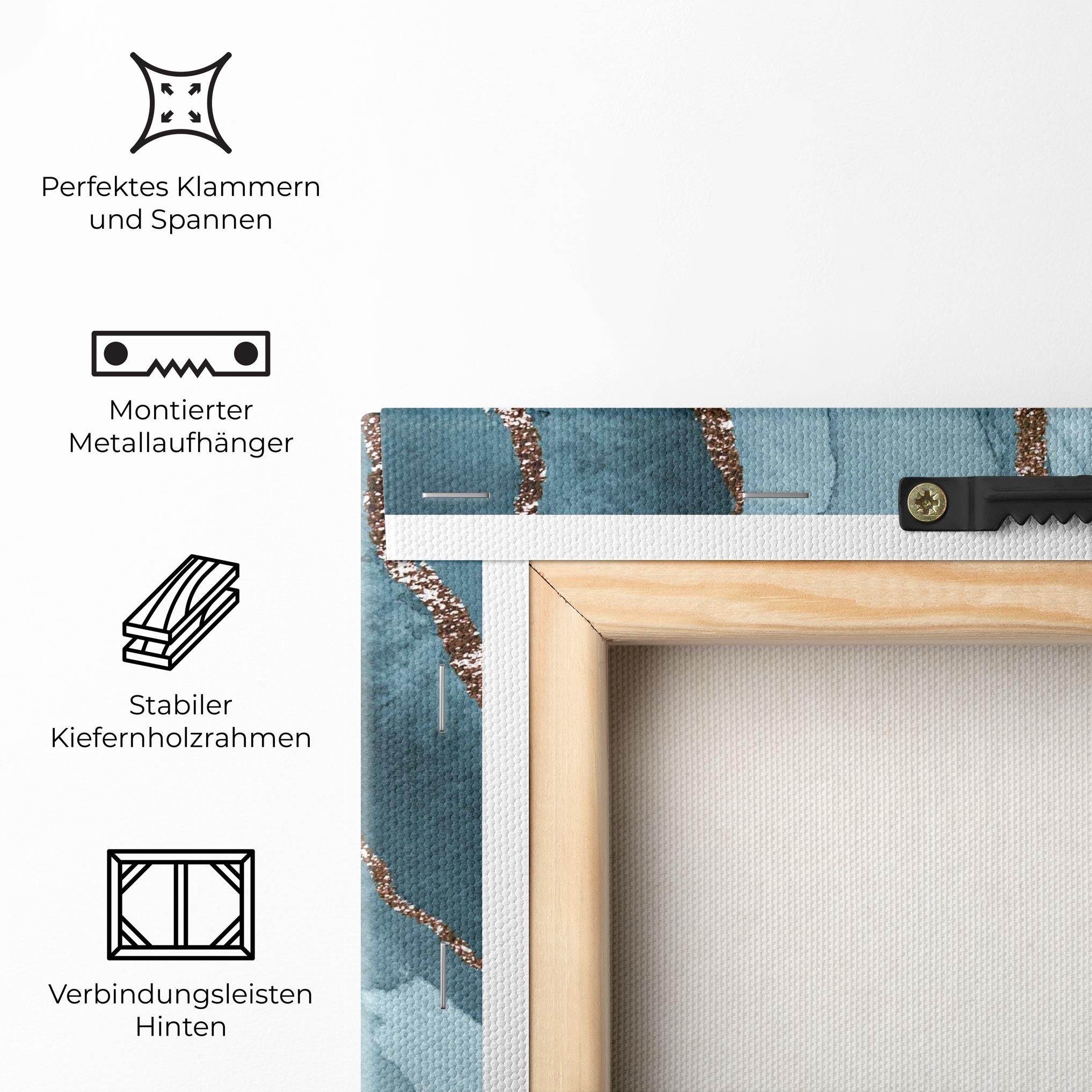 Leinwandbild Blue Golden Glitter mockup 5