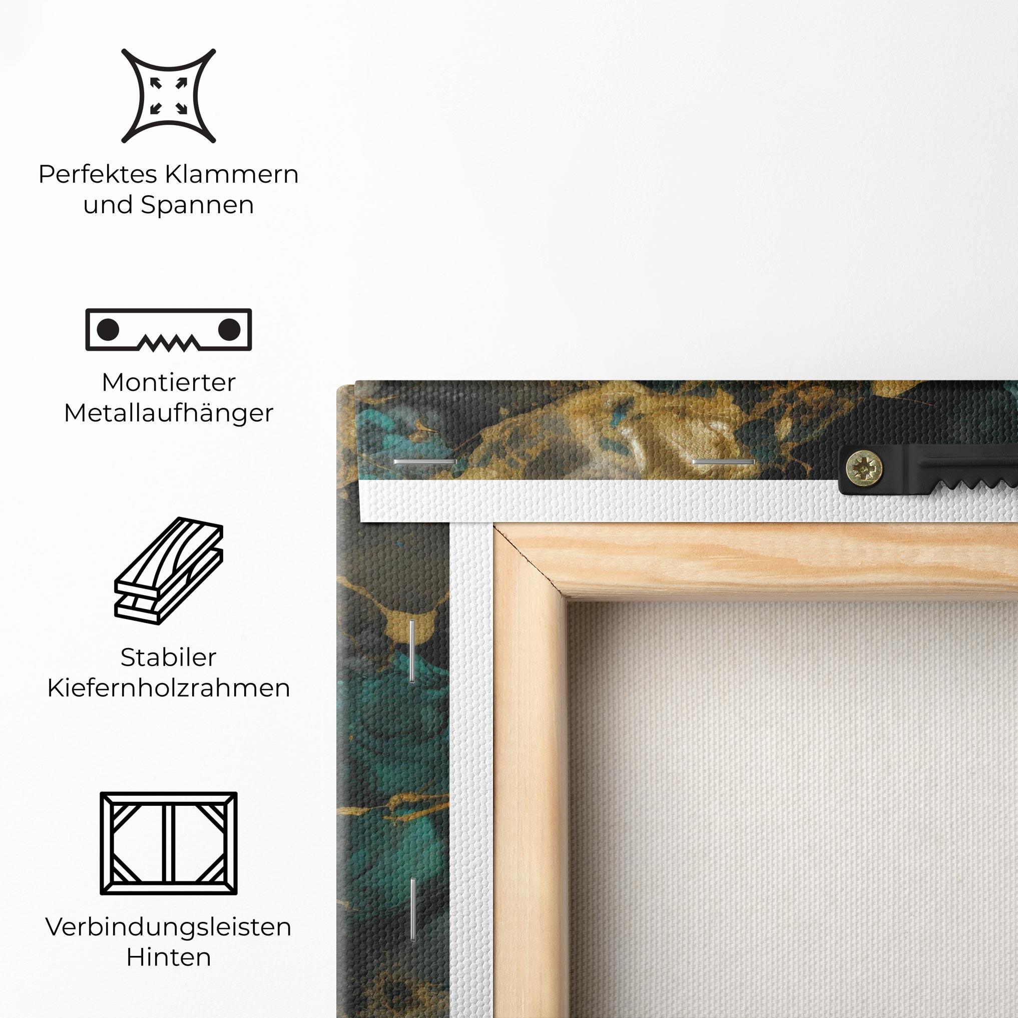 Leinwandbild Dark Green Golden Marble mockup 5