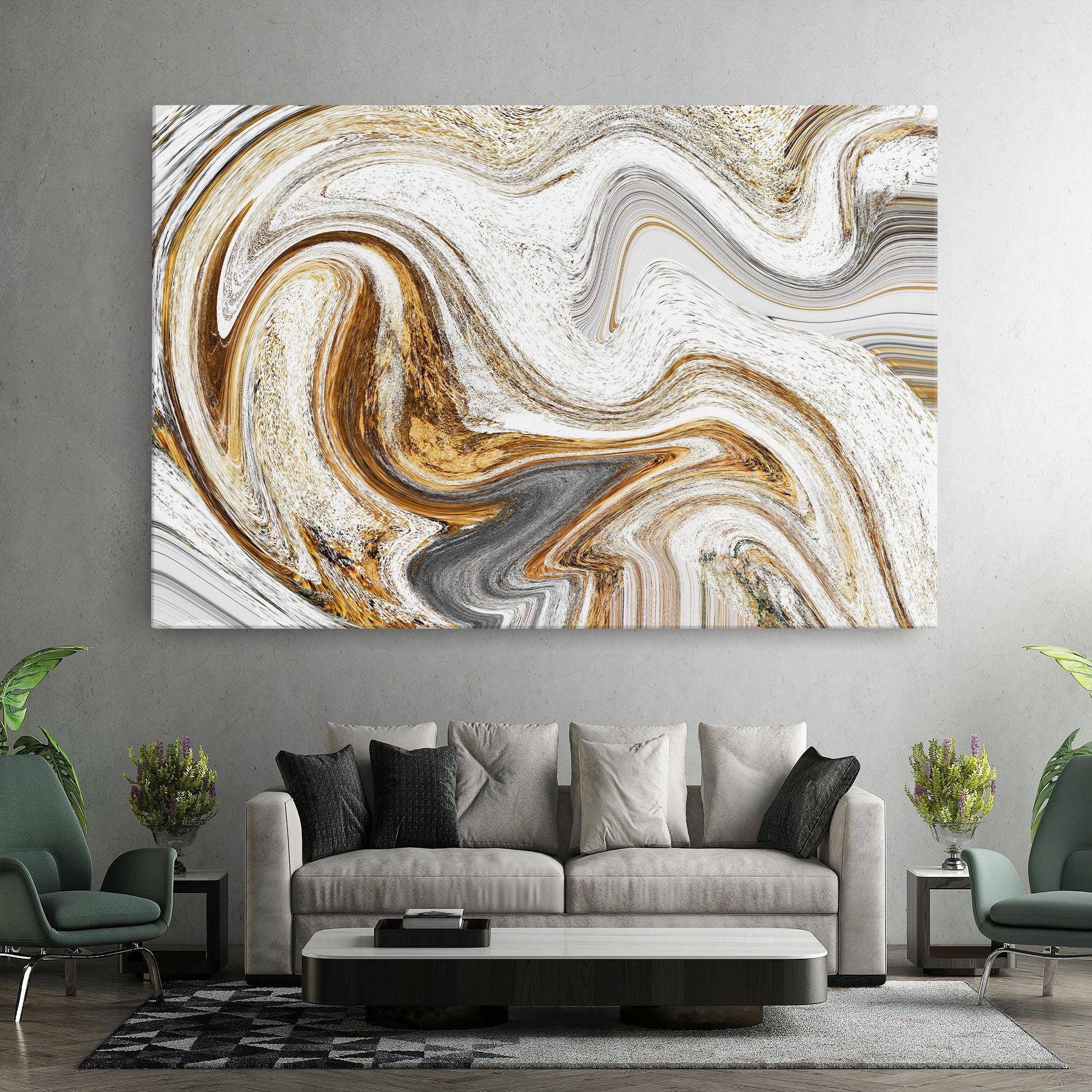 Leinwandbild Gold White Liquid mockup 7