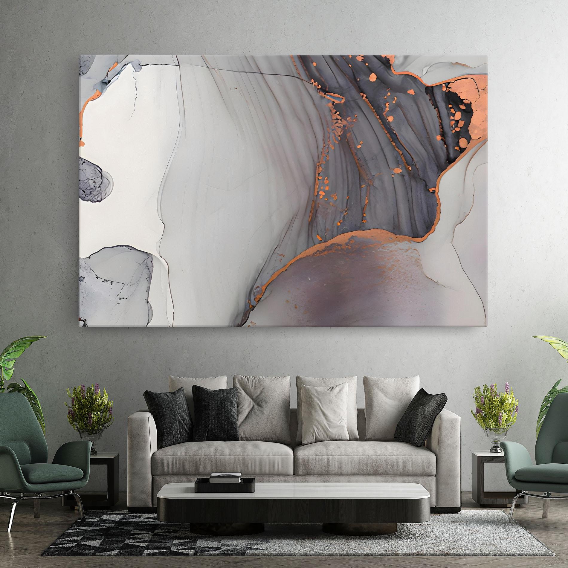 Leinwandbild Grey Pink Liquid Marble mockup 7