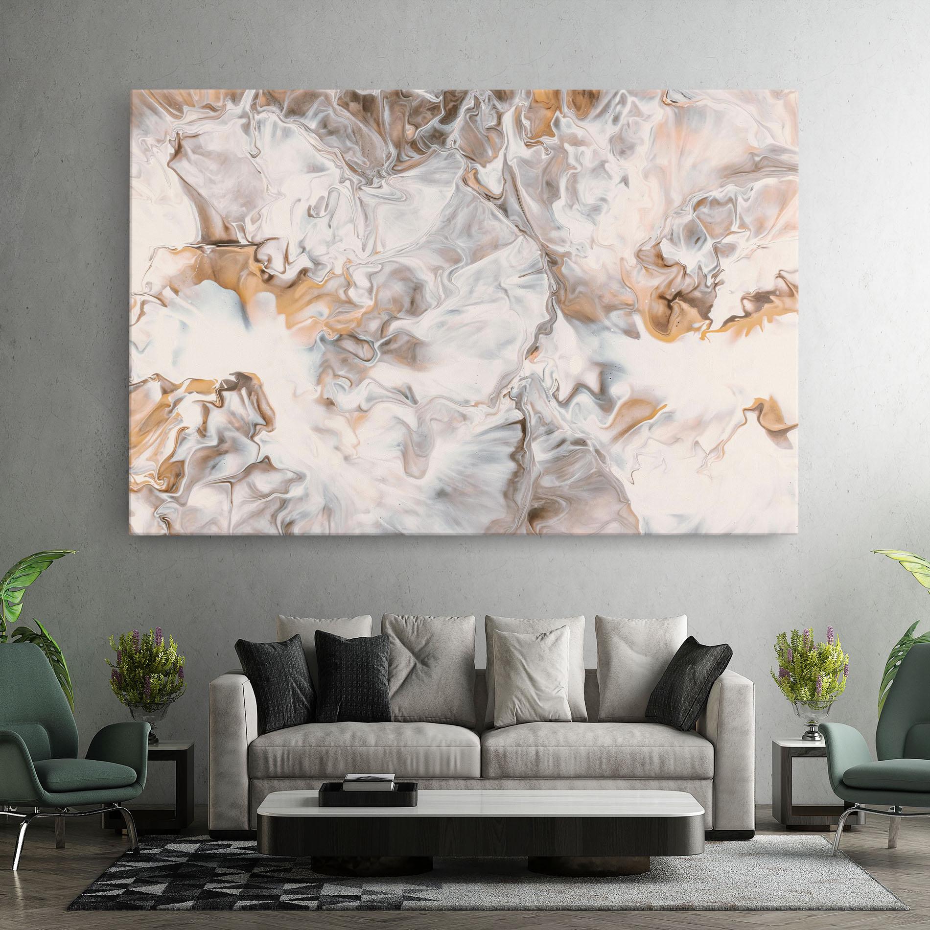 Leinwandbild White Gold Abstract mockup 7