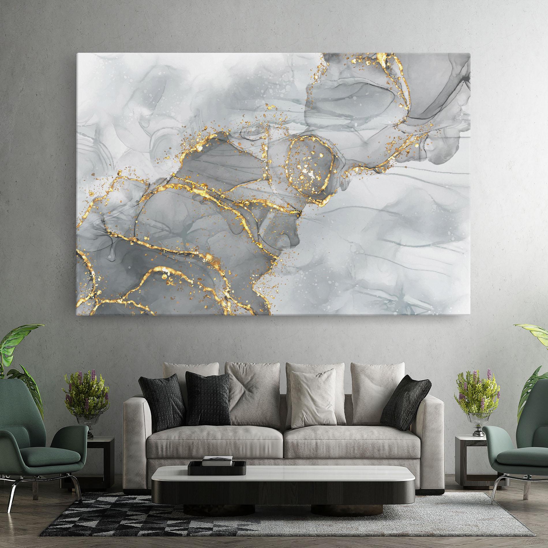 Leinwandbild White Ink Marble mockup 7