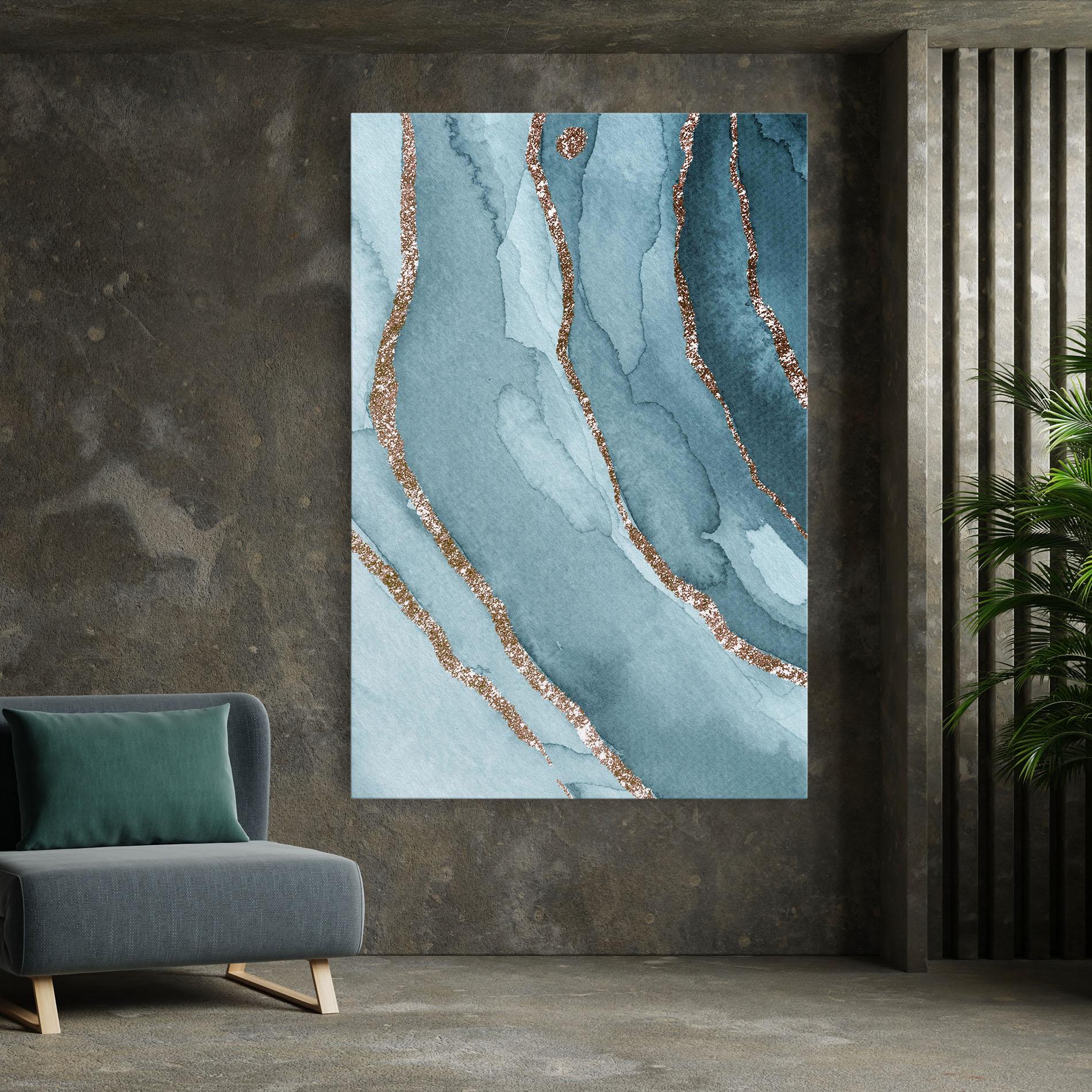 Leinwandbild Blue Golden Glitter mockup 7