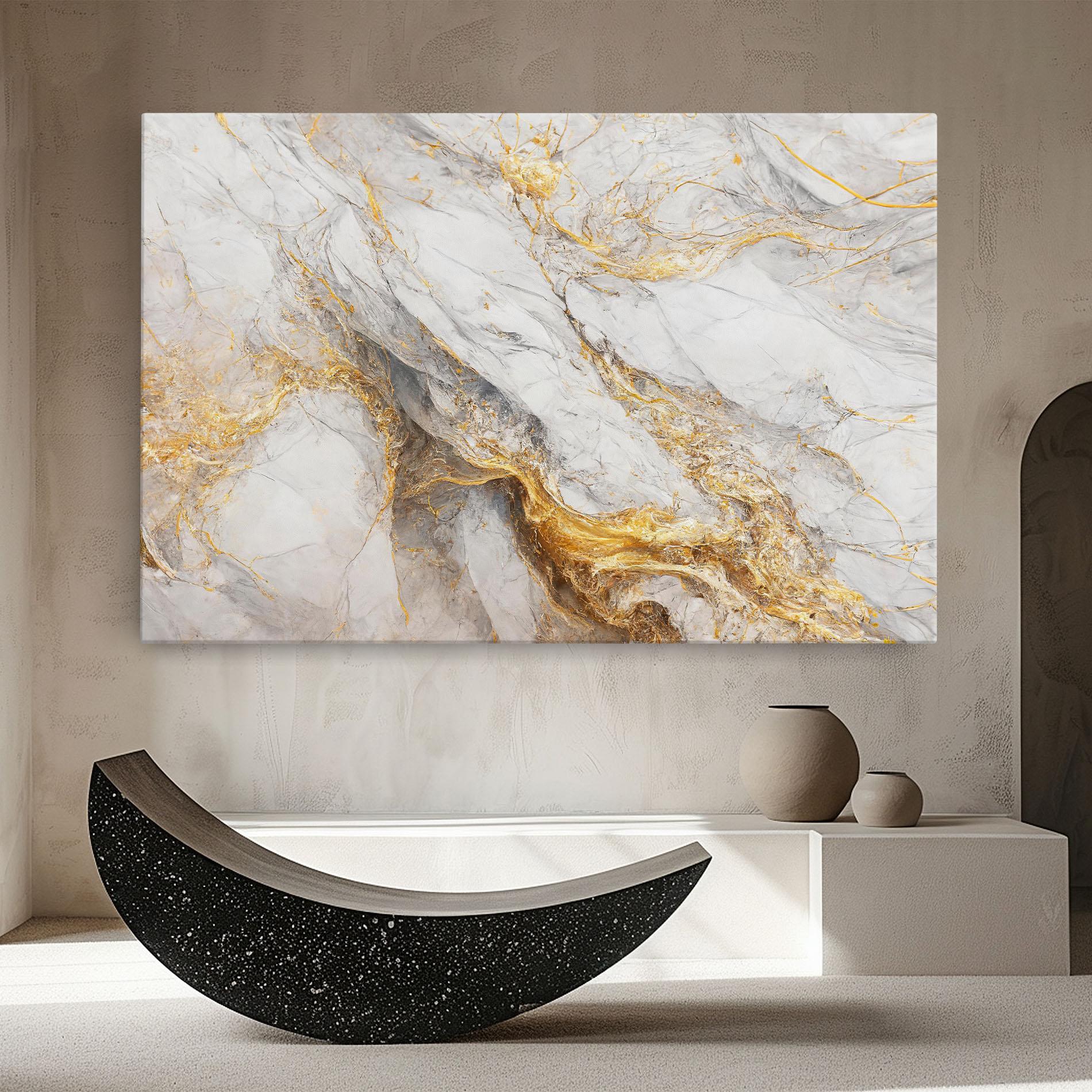 Leinwandbild Gold Liquid Grey Marble mockup 8