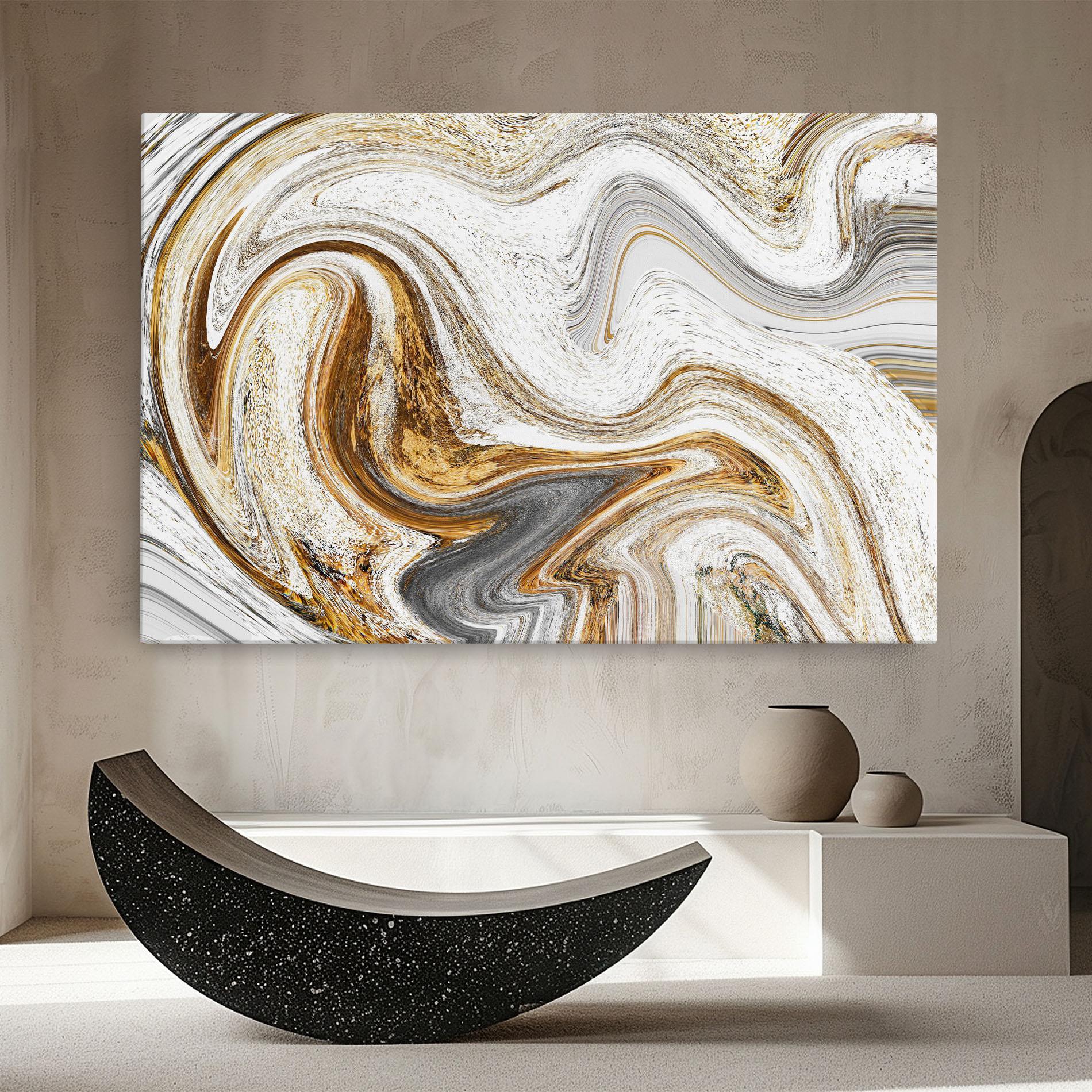 Leinwandbild Gold White Liquid mockup 8