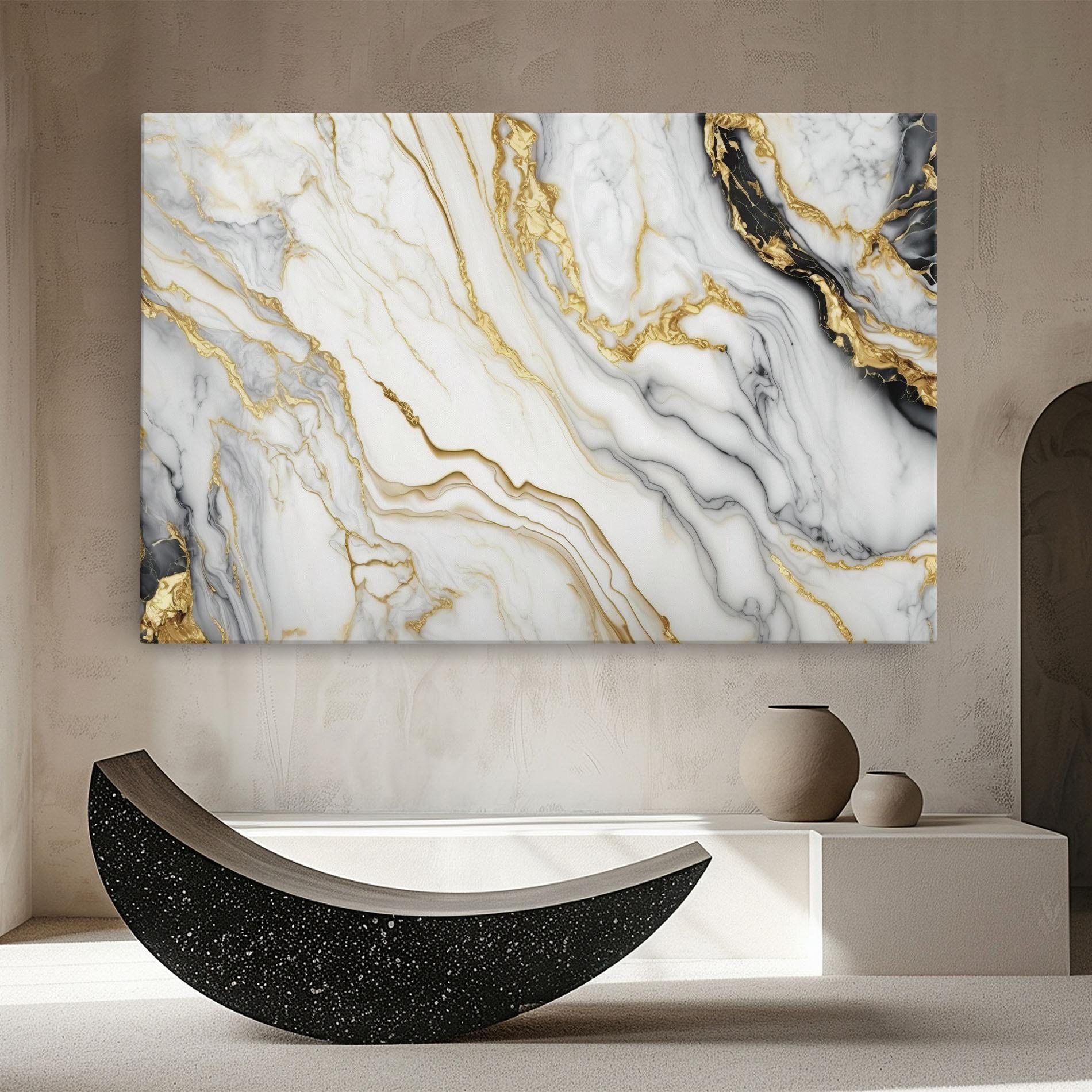 Leinwandbild White Golden Marble mockup 8