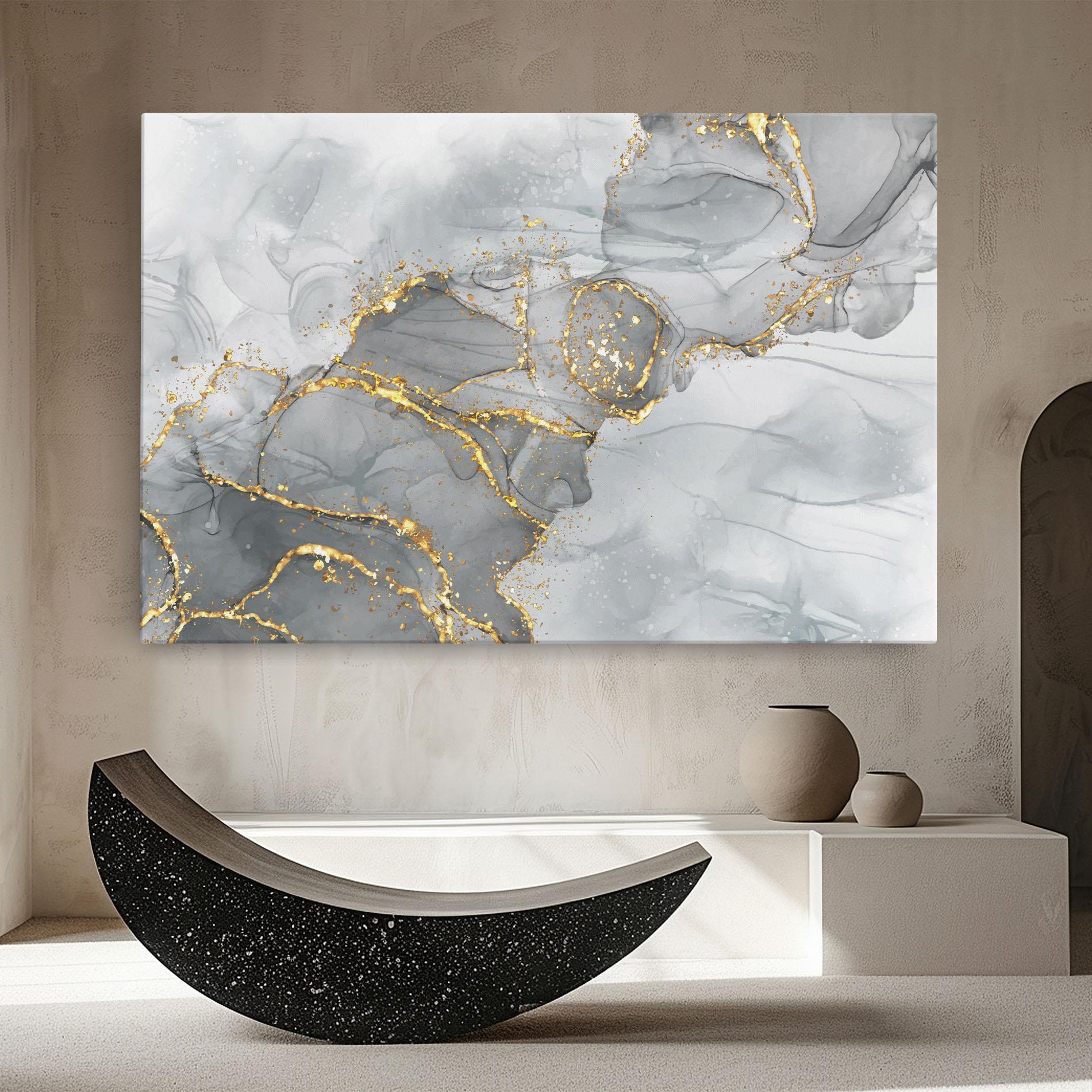 Leinwandbild White Ink Marble mockup 8