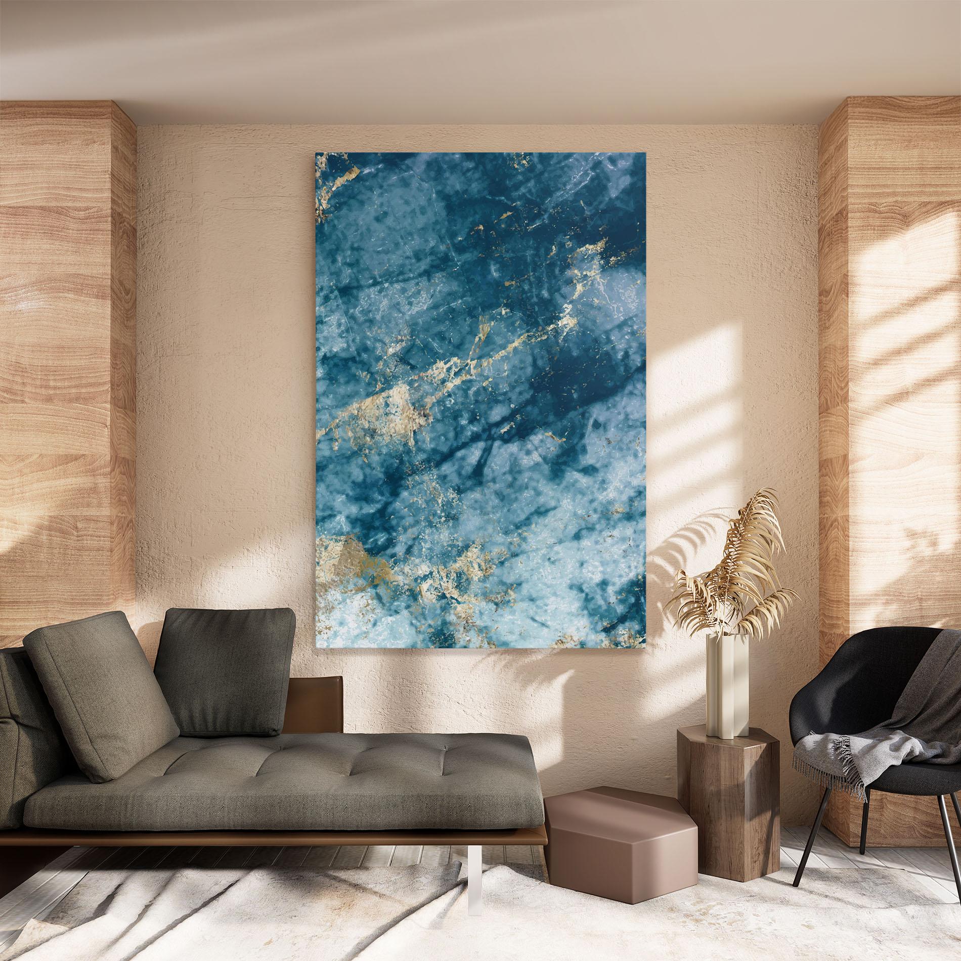 Leinwandbild Blue Water Marble mockup 8