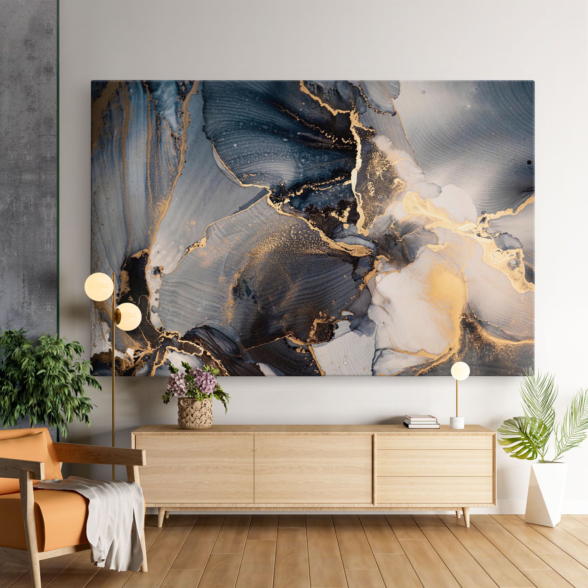 Leinwandbild Golden Abstract Marble