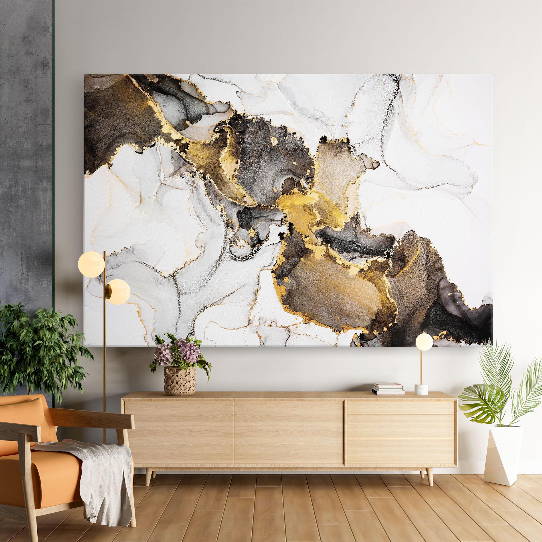 Leinwandbild Golden Marble Shades mockup 9