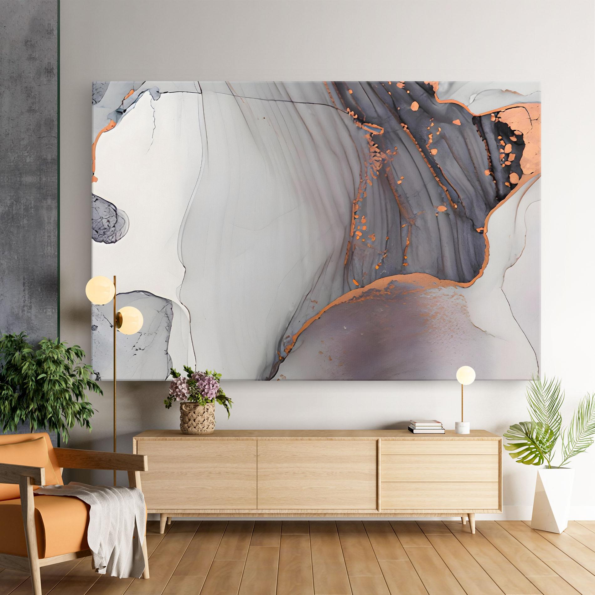 Leinwandbild Grey Pink Liquid Marble mockup 9