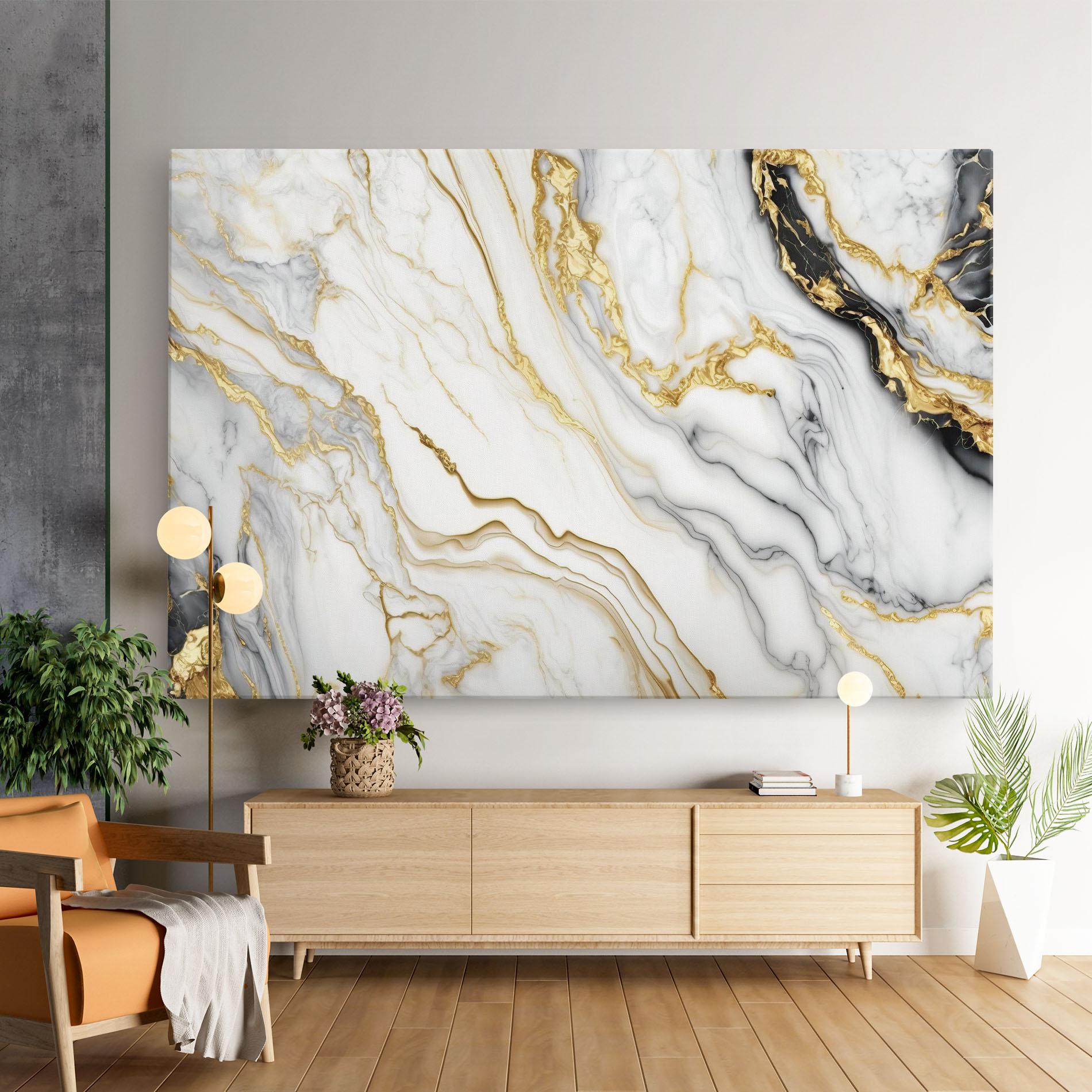 Leinwandbild White Golden Marble mockup 9