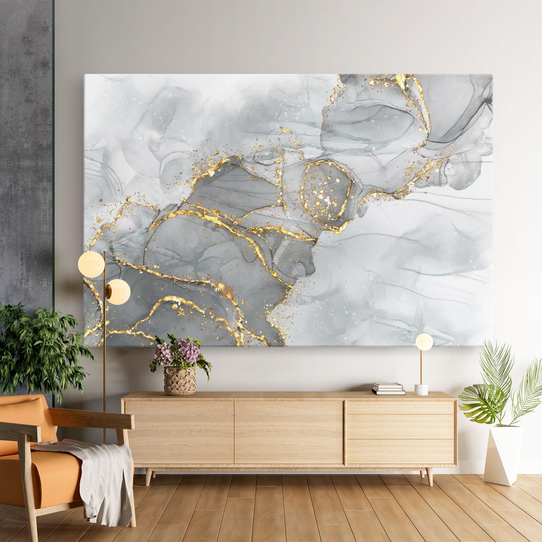 Leinwandbild White Ink Marble mockup 9