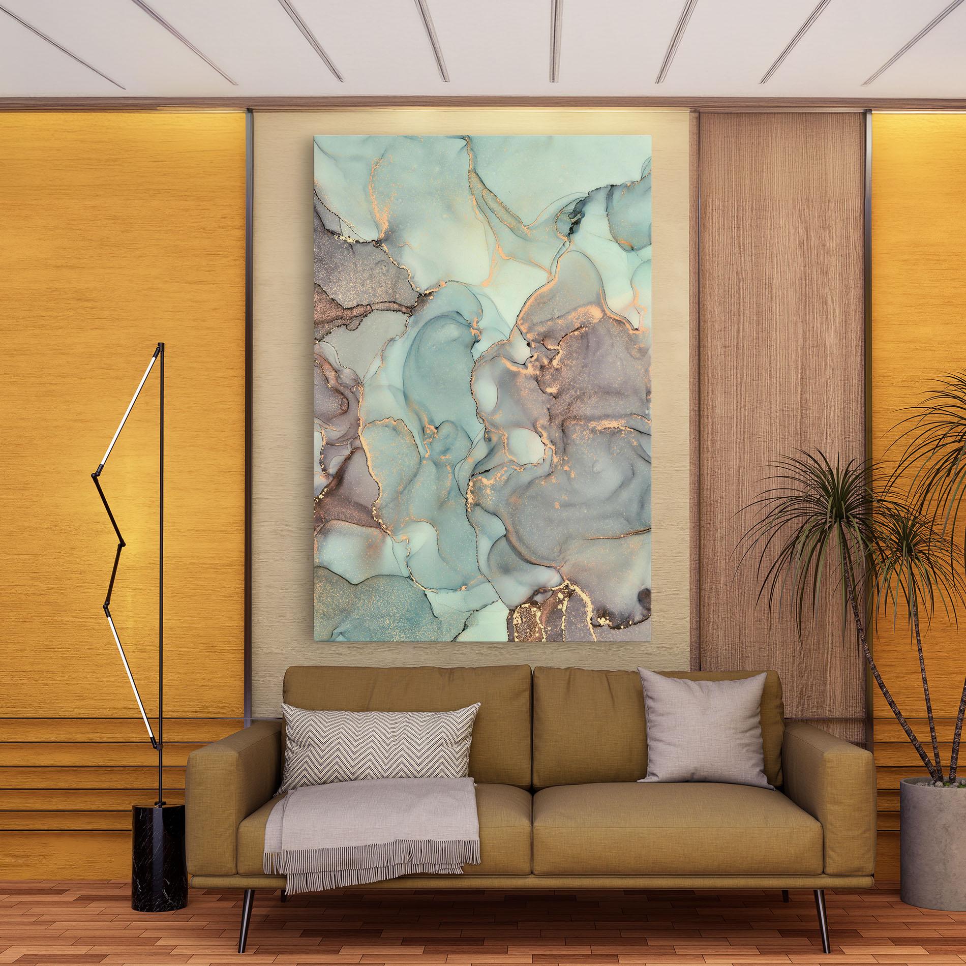 Leinwandbild Abstract Turquoise Marble mockup 9