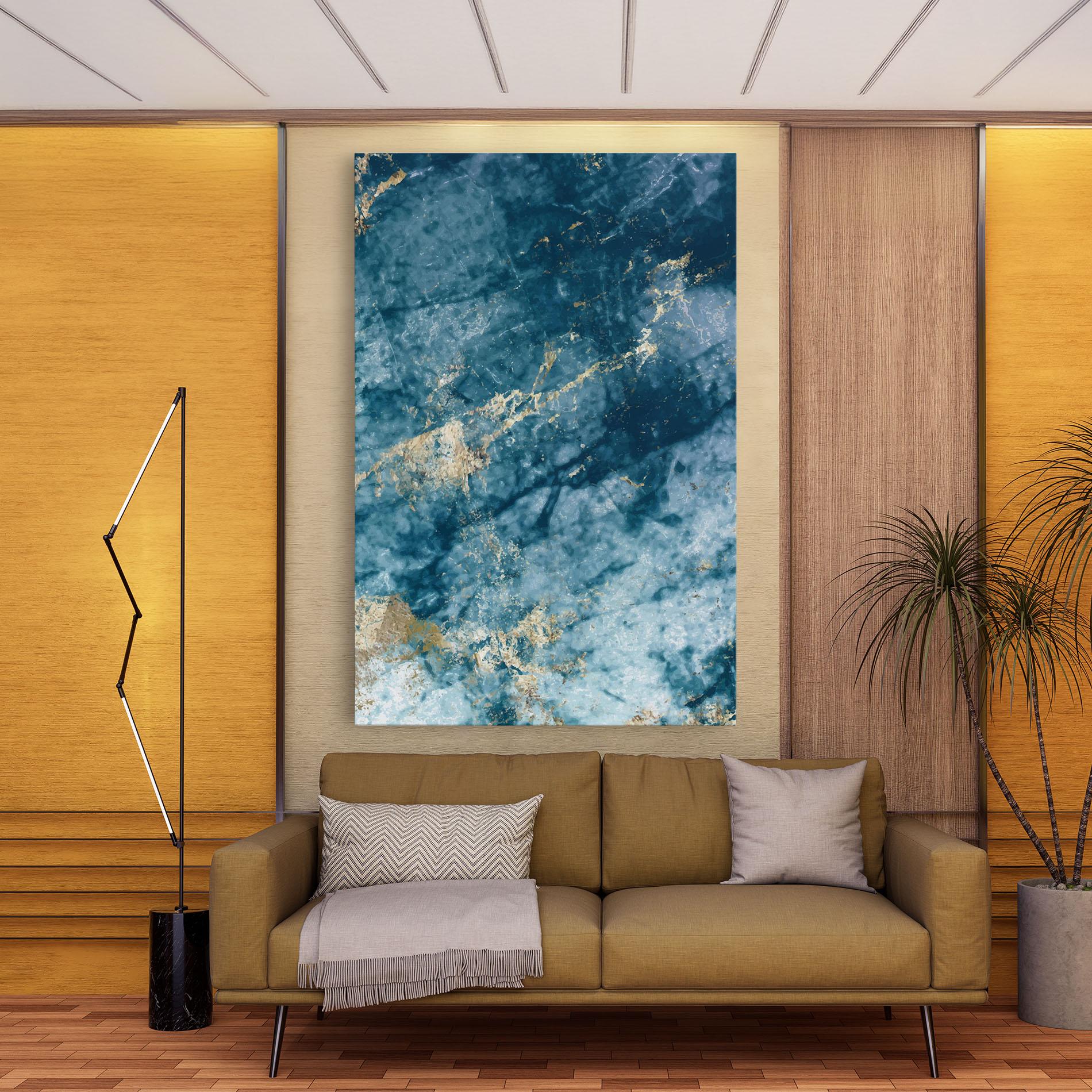 Leinwandbild Blue Water Marble mockup 9