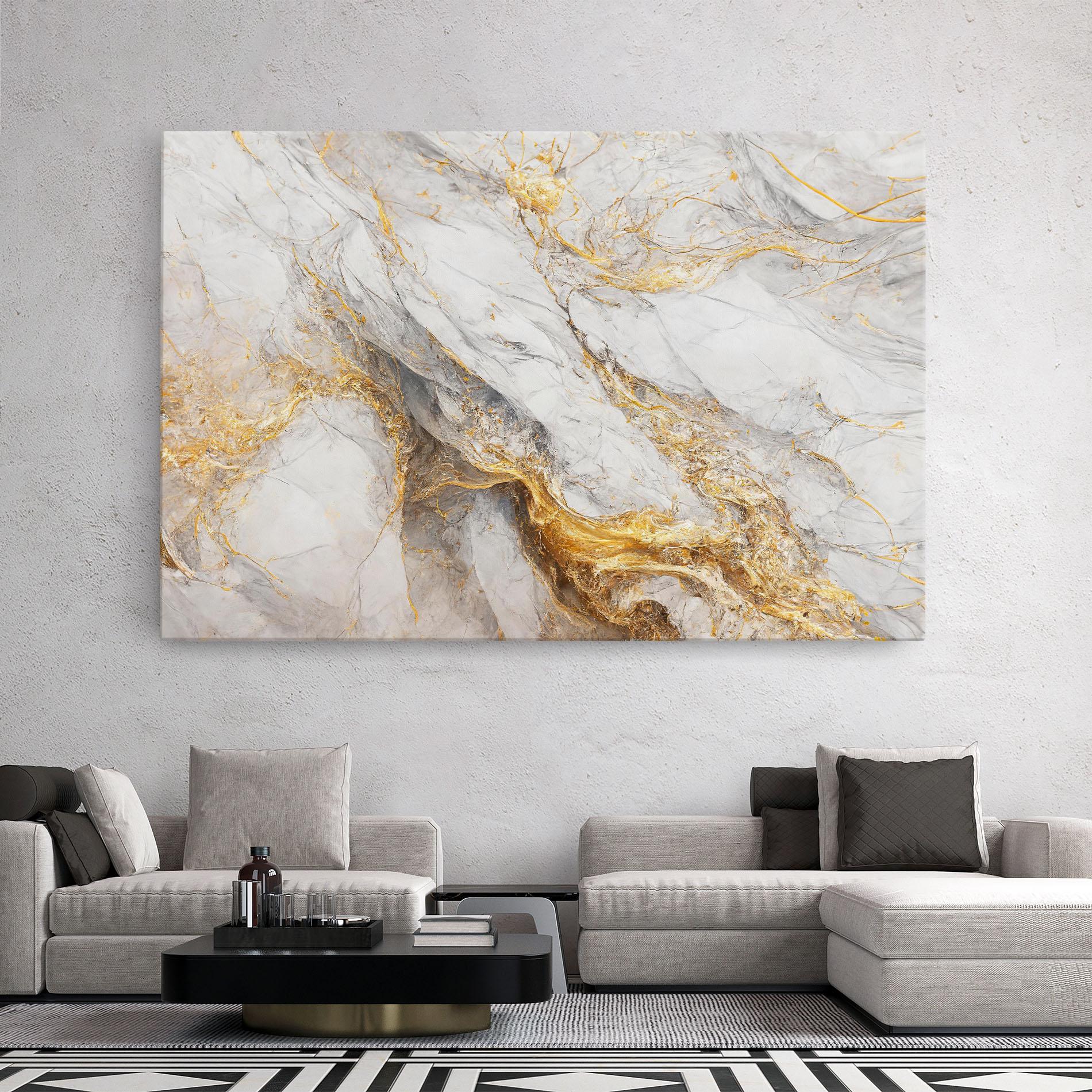 Leinwandbild Gold Liquid Grey Marble mockup 2