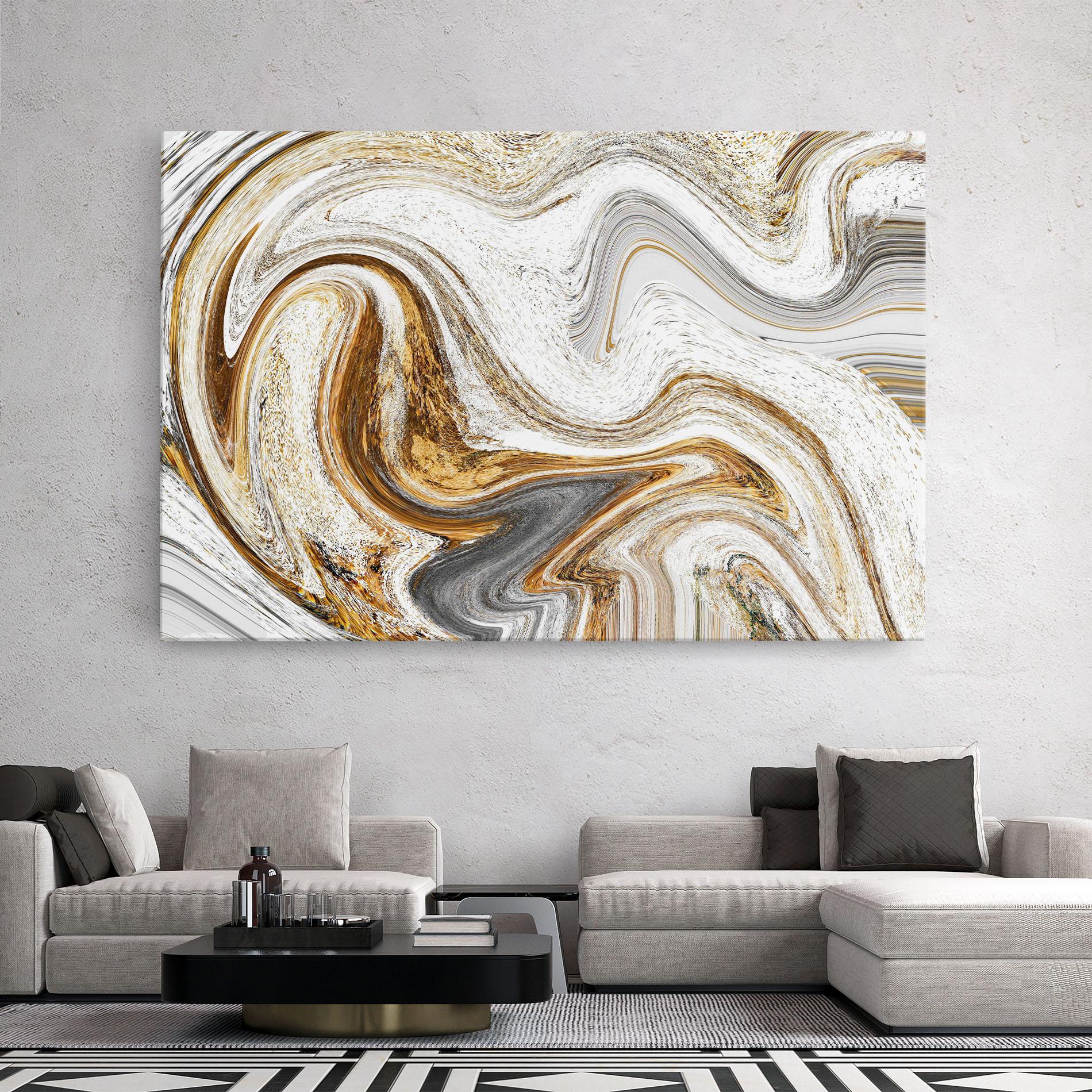 Leinwandbild Gold White Liquid mockup 2