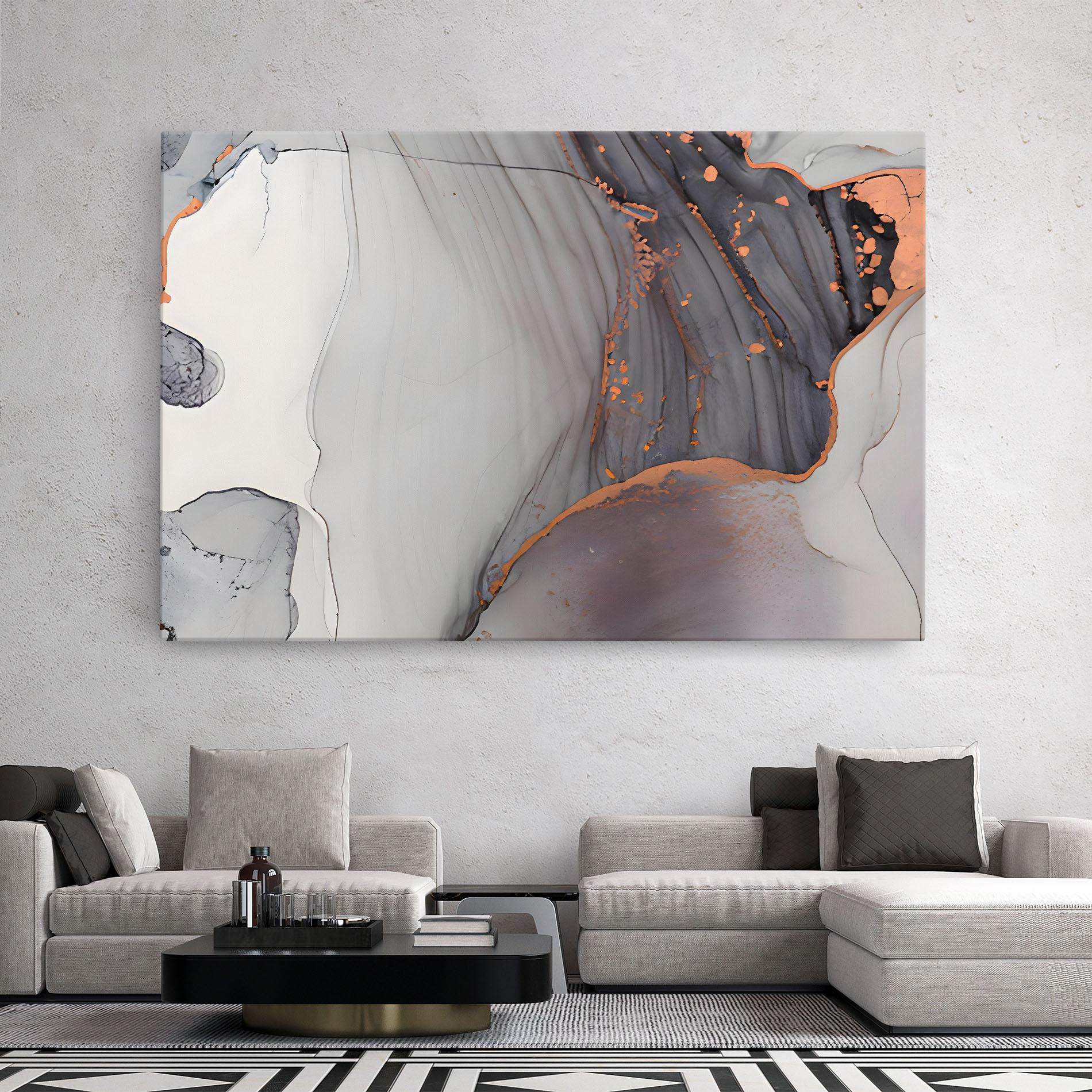 Leinwandbild Grey Pink Liquid Marble mockup 2