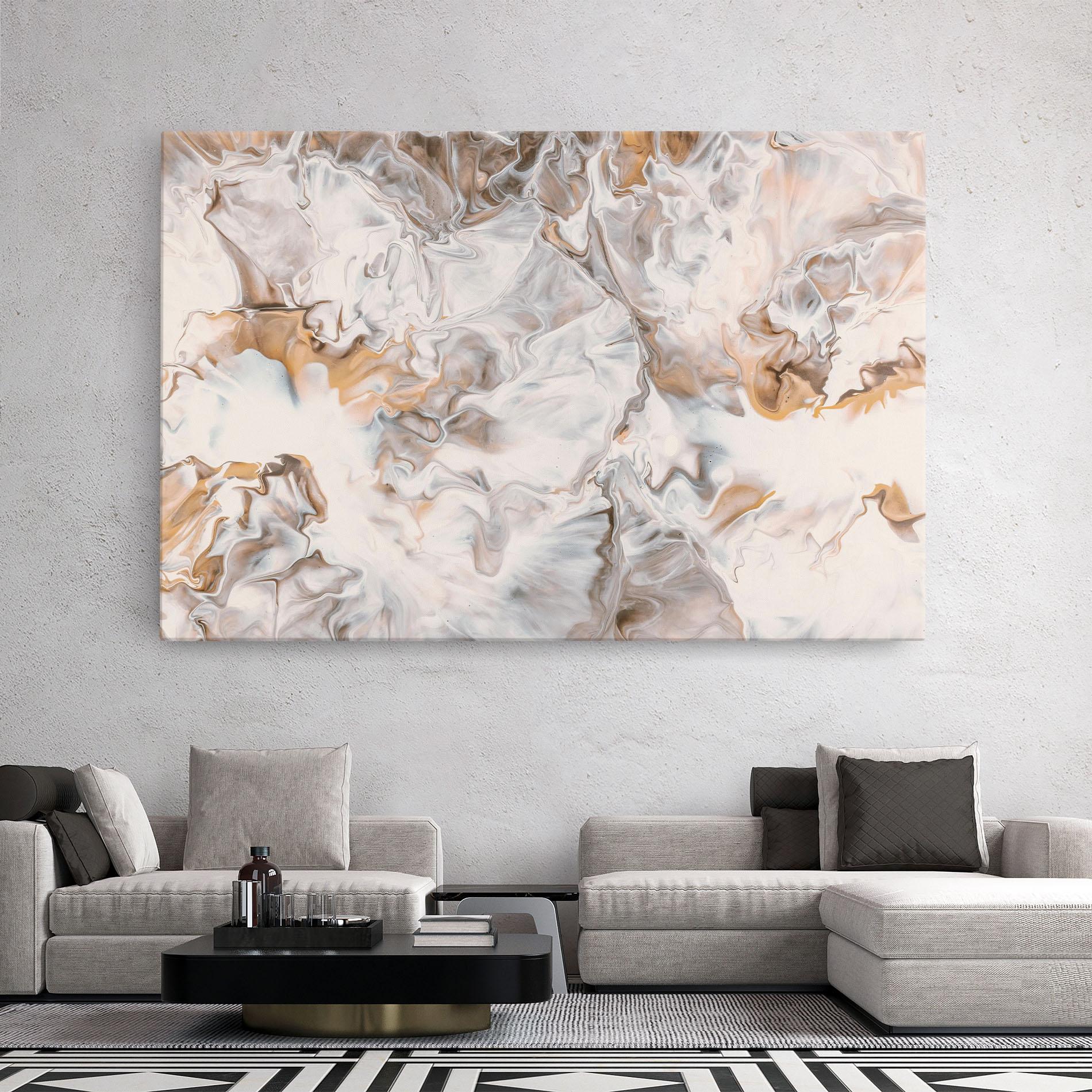 Leinwandbild White Gold Abstract mockup 2