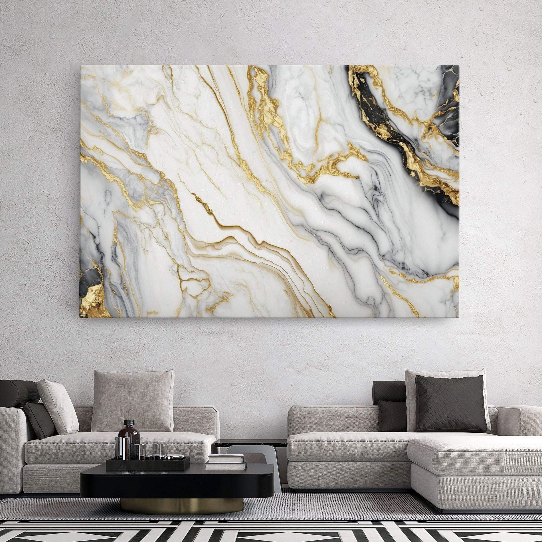 Leinwandbild White Golden Marble mockup 2