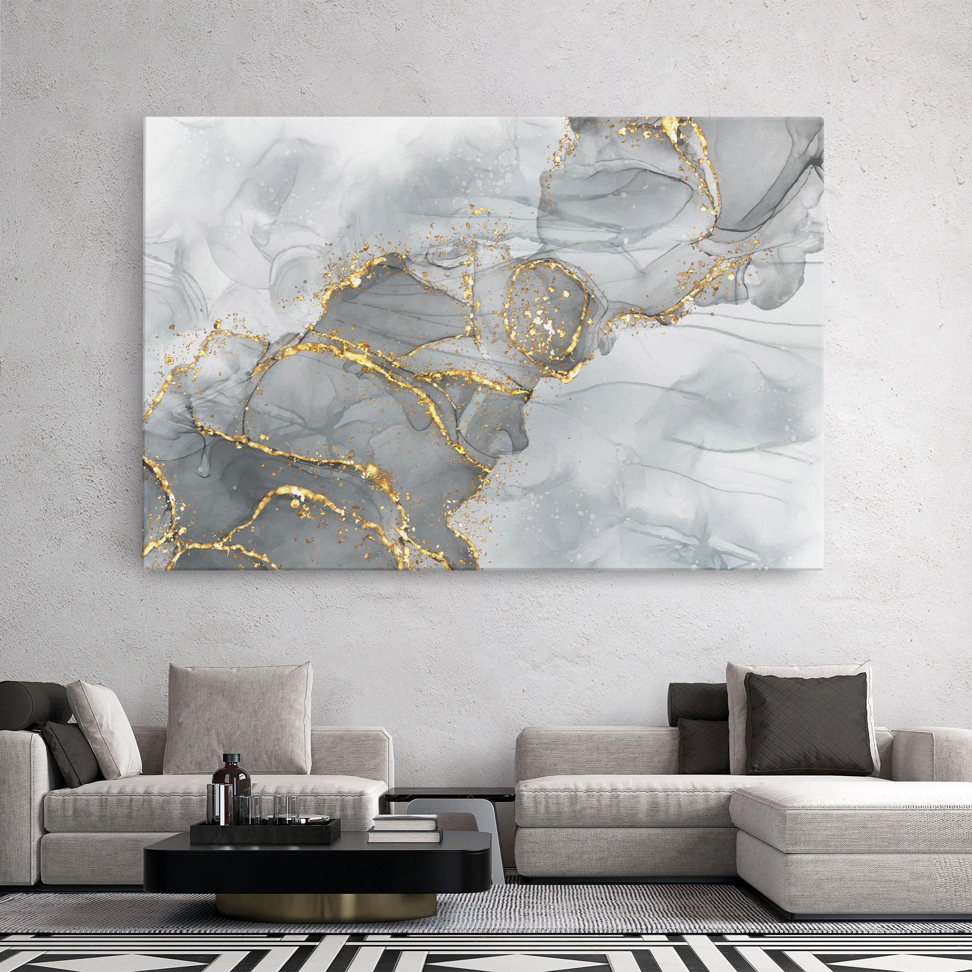 Leinwandbild White Ink Marble mockup 2
